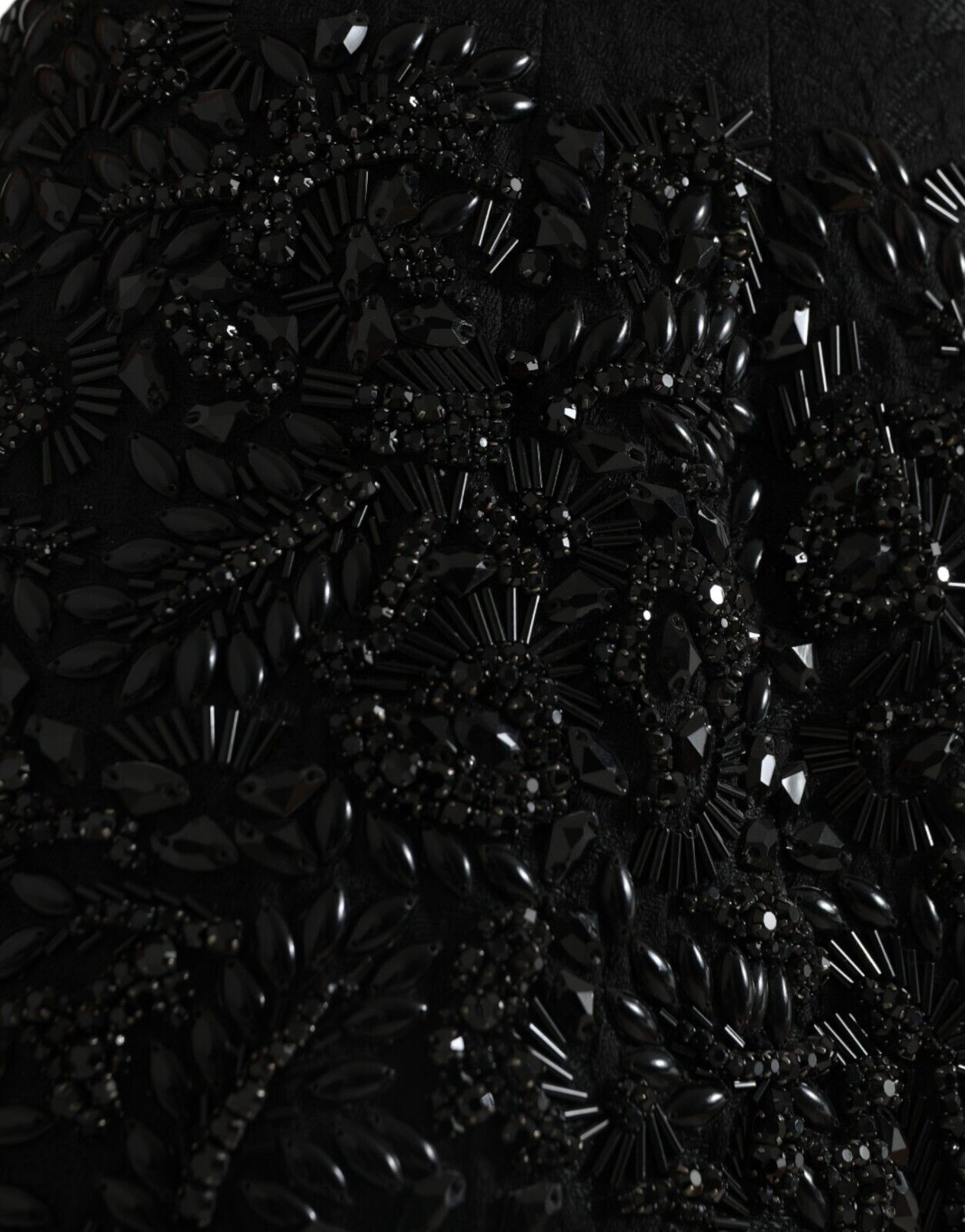 Jupe crayon noire en cristal Dolce &amp; Gabbana faite main au genou