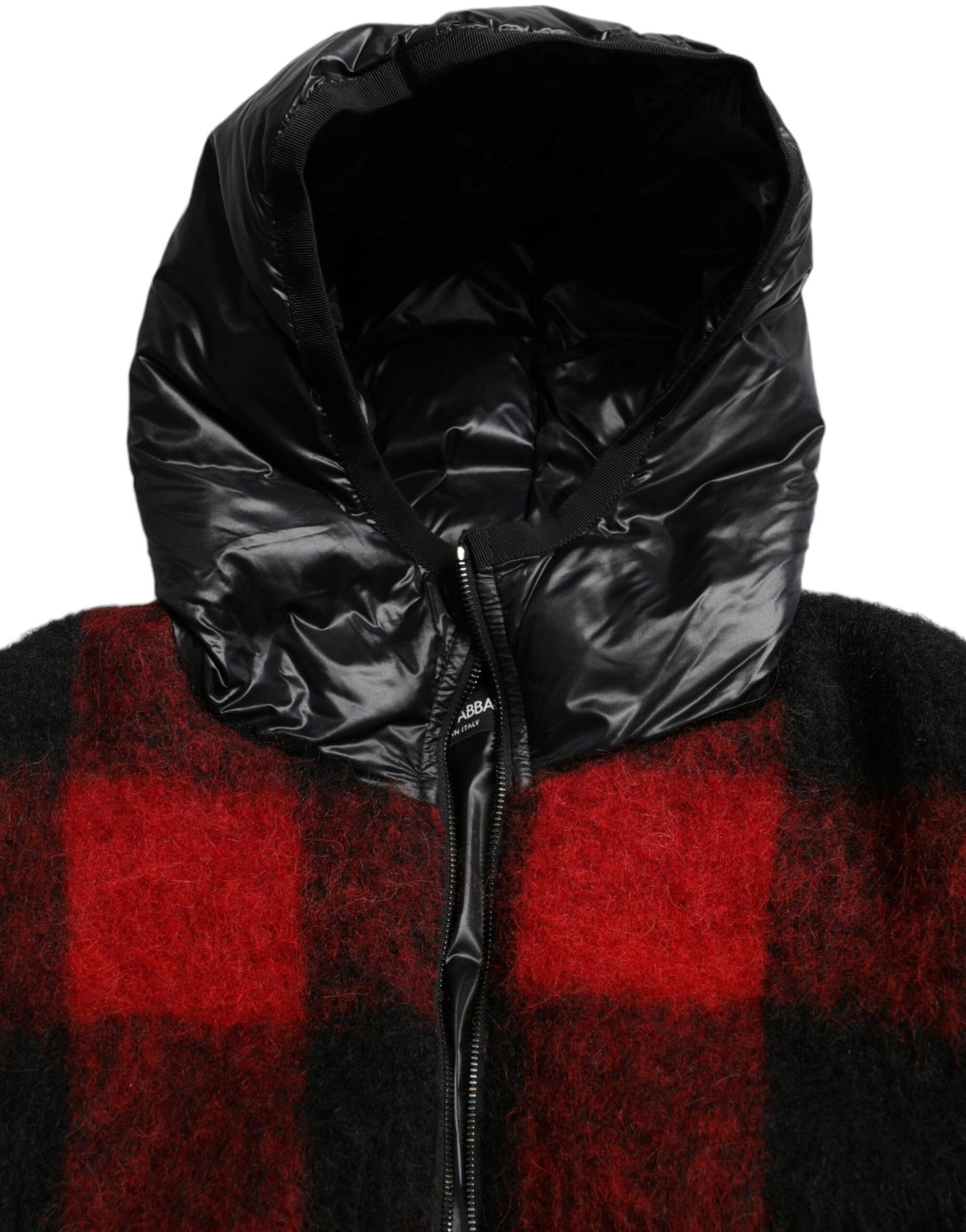 Veste poncho à capuche à carreaux de buffle noir et rouge Dolce &amp; Gabbana