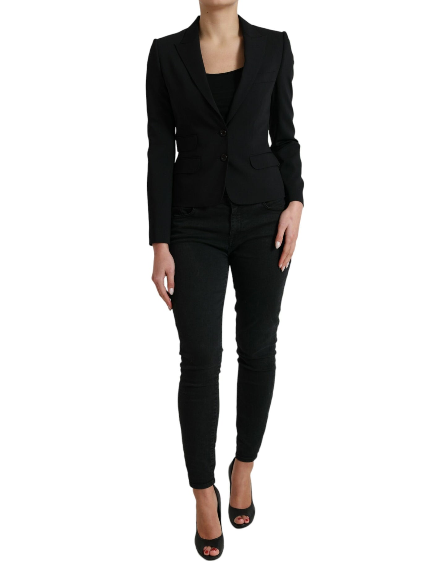 Dolce &amp; Gabbana - Veste blazer simple boutonnage en laine noire