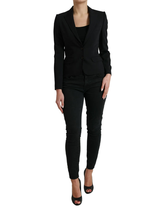 Dolce &amp; Gabbana - Veste blazer simple boutonnage en laine noire