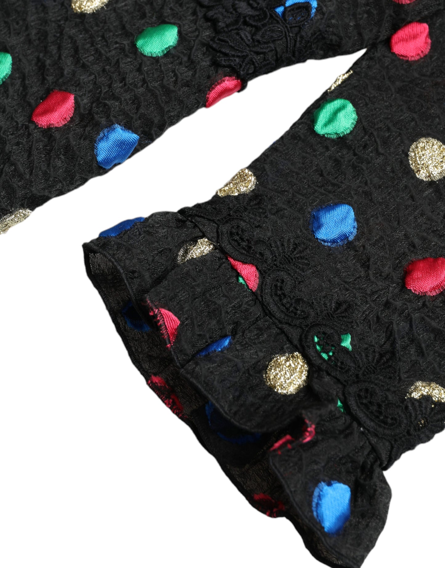 Robe midi noire à volants en coton à pois Dolce &amp; Gabbana