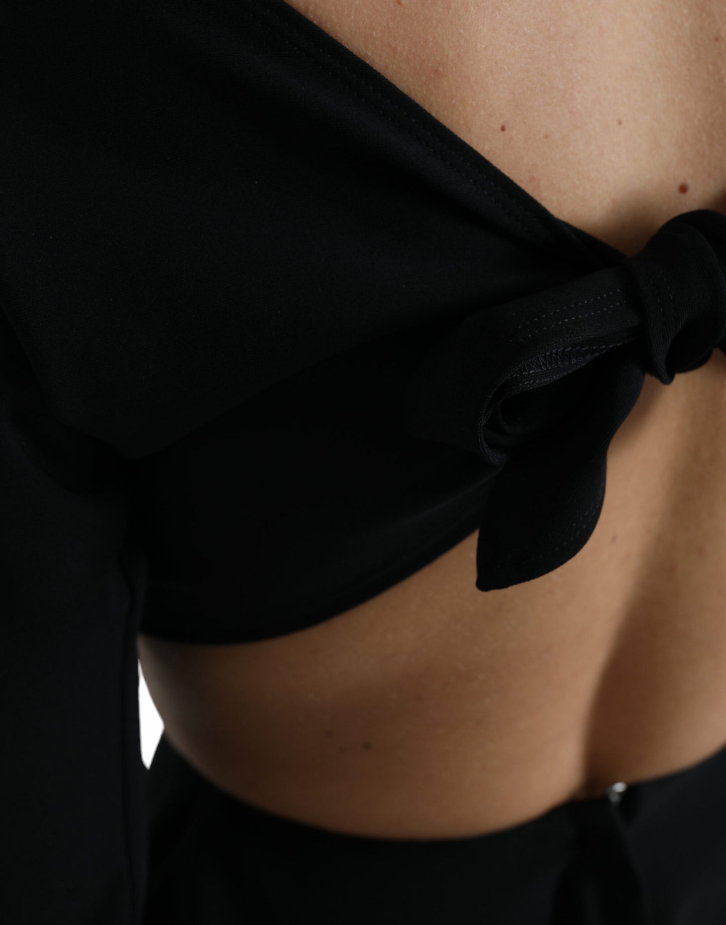 Robe courte trapèze à manches longues en viscose noire Dolce &amp; Gabbana