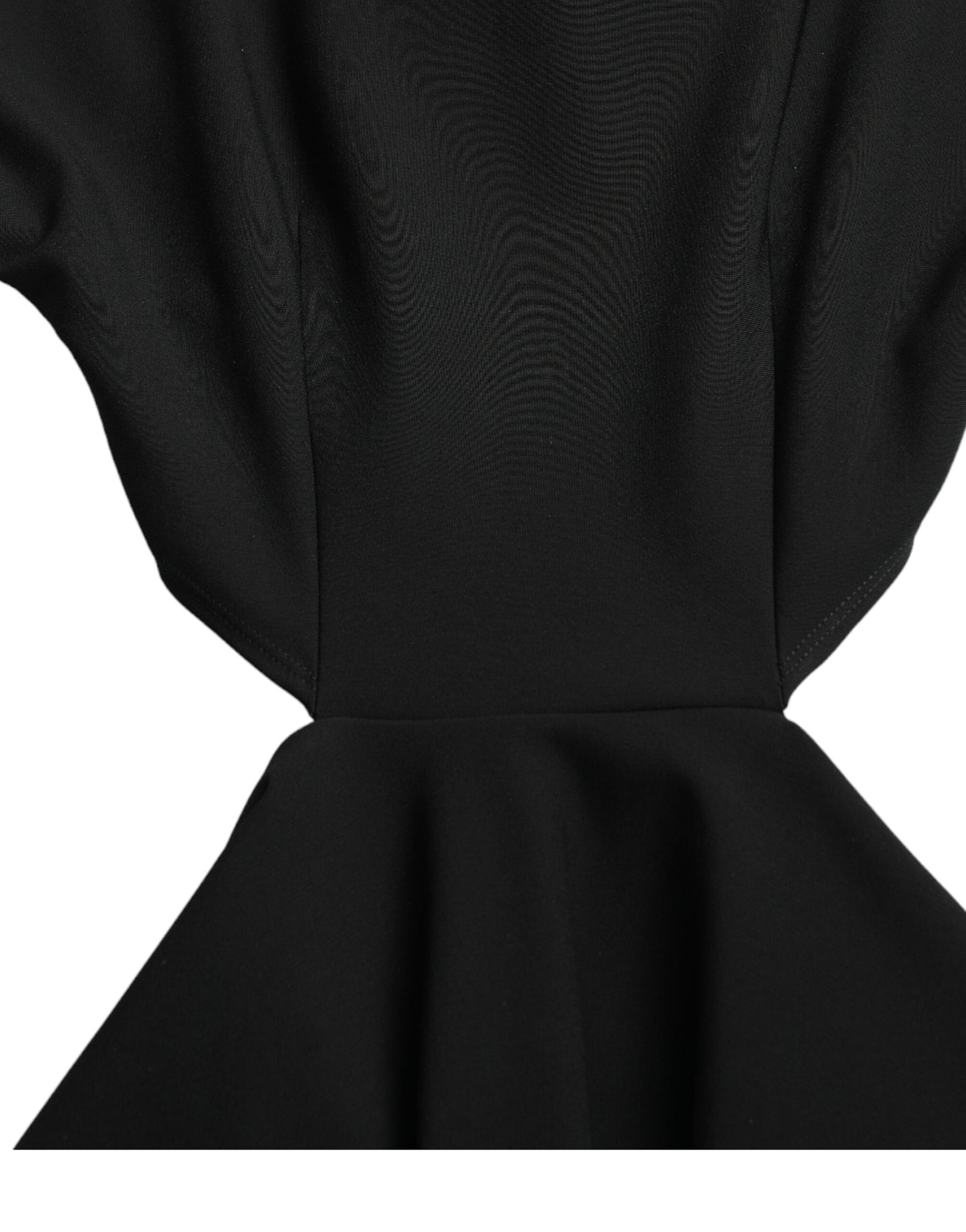 Robe courte trapèze à manches longues en viscose noire Dolce &amp; Gabbana