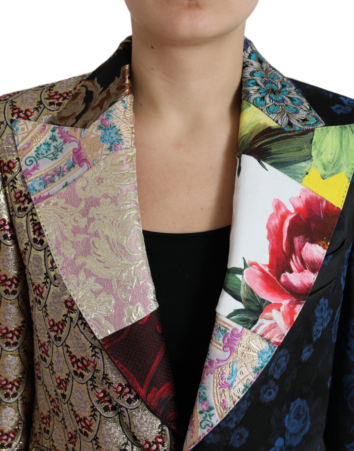 Veste en jacquard patchwork floral multicolore Dolce &amp; Gabbana