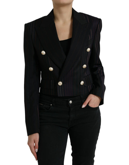 Veste croisée noire à rayures Dolce &amp; Gabbana SICILY