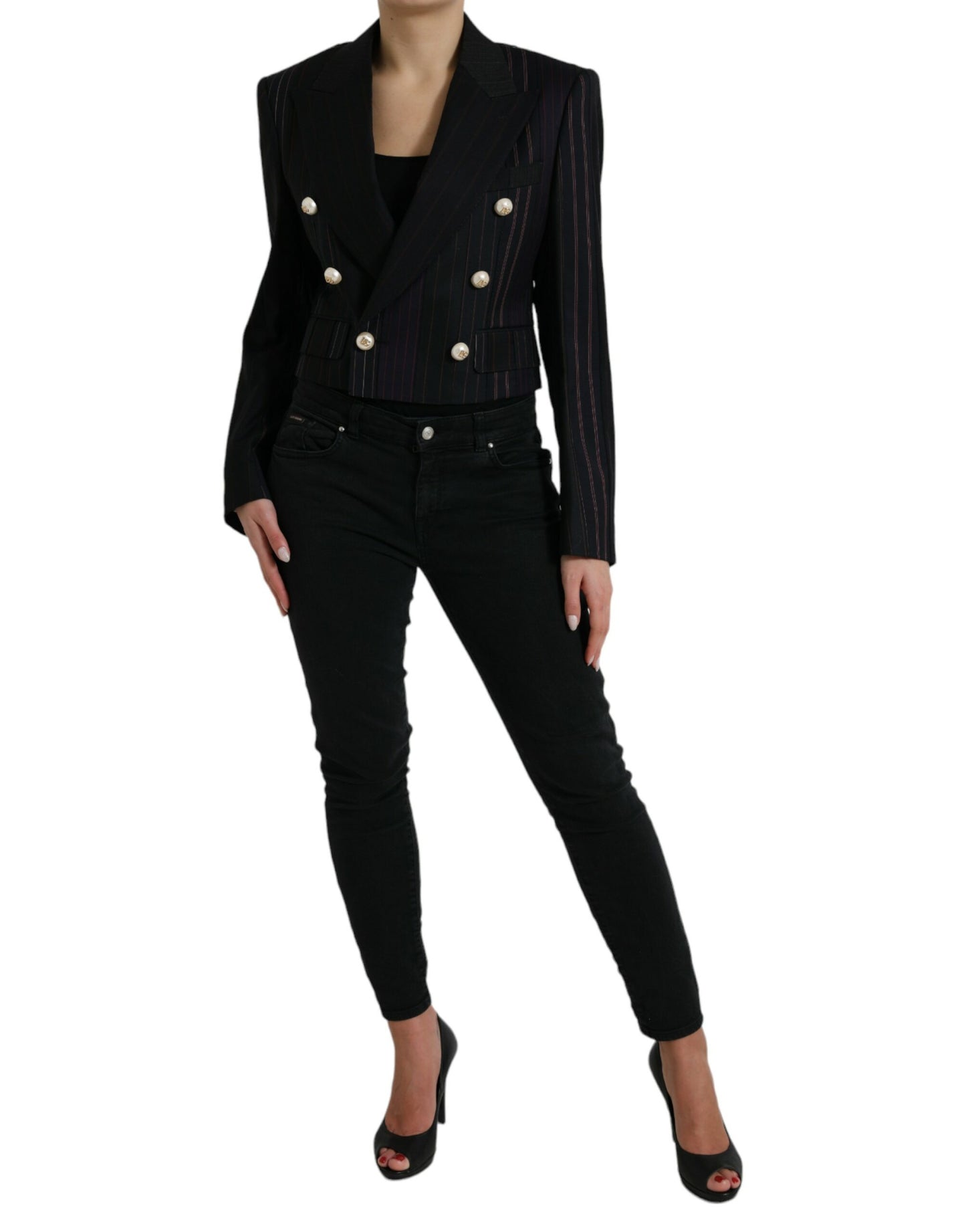 Veste croisée noire à rayures Dolce &amp; Gabbana SICILY