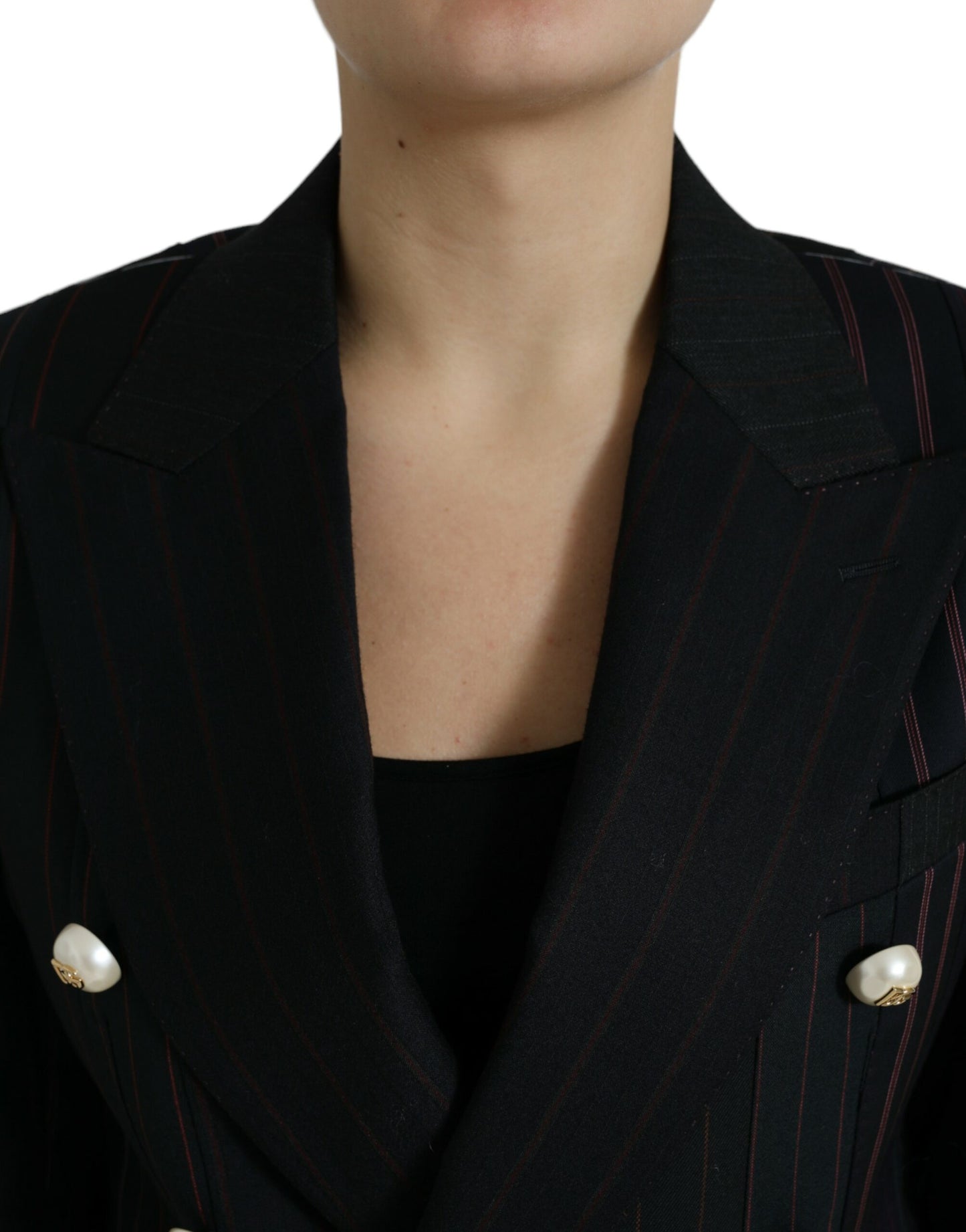 Veste croisée noire à rayures Dolce &amp; Gabbana SICILY