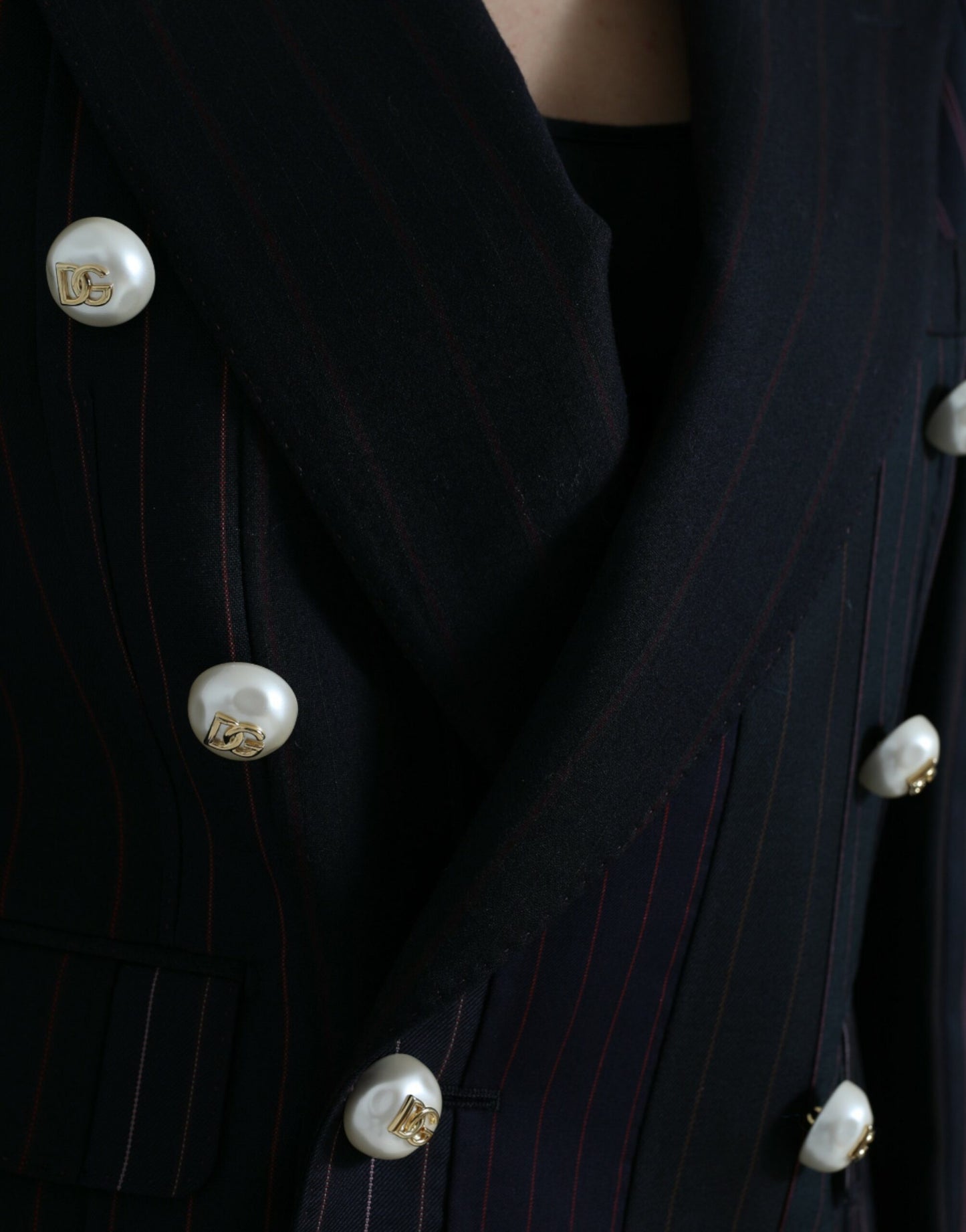 Veste croisée noire à rayures Dolce &amp; Gabbana SICILY