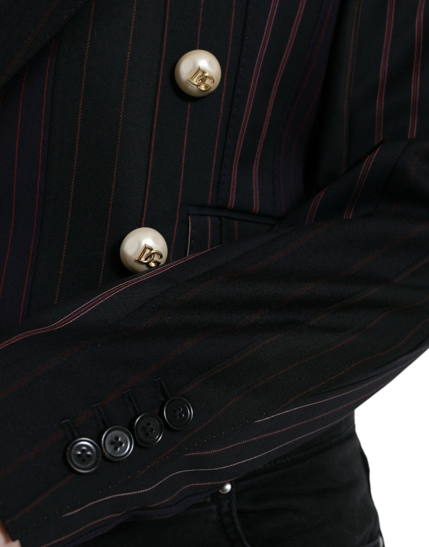 Veste croisée noire à rayures Dolce &amp; Gabbana SICILY