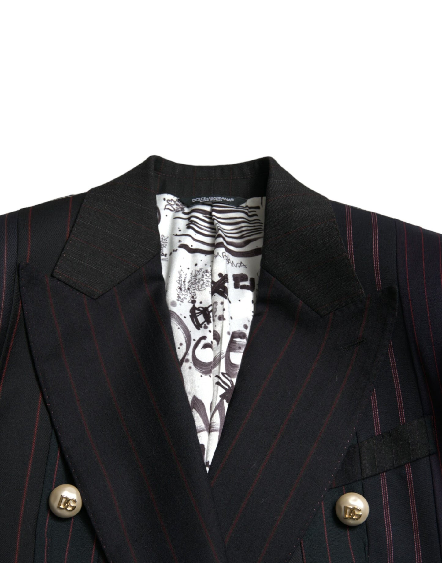 Veste croisée noire à rayures Dolce &amp; Gabbana SICILY