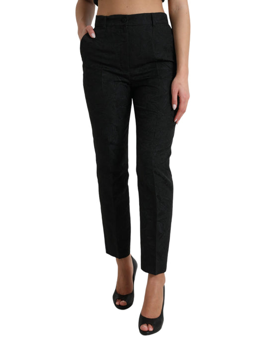 Pantalon fuselé taille haute en polyester noir Dolce &amp; Gabbana
