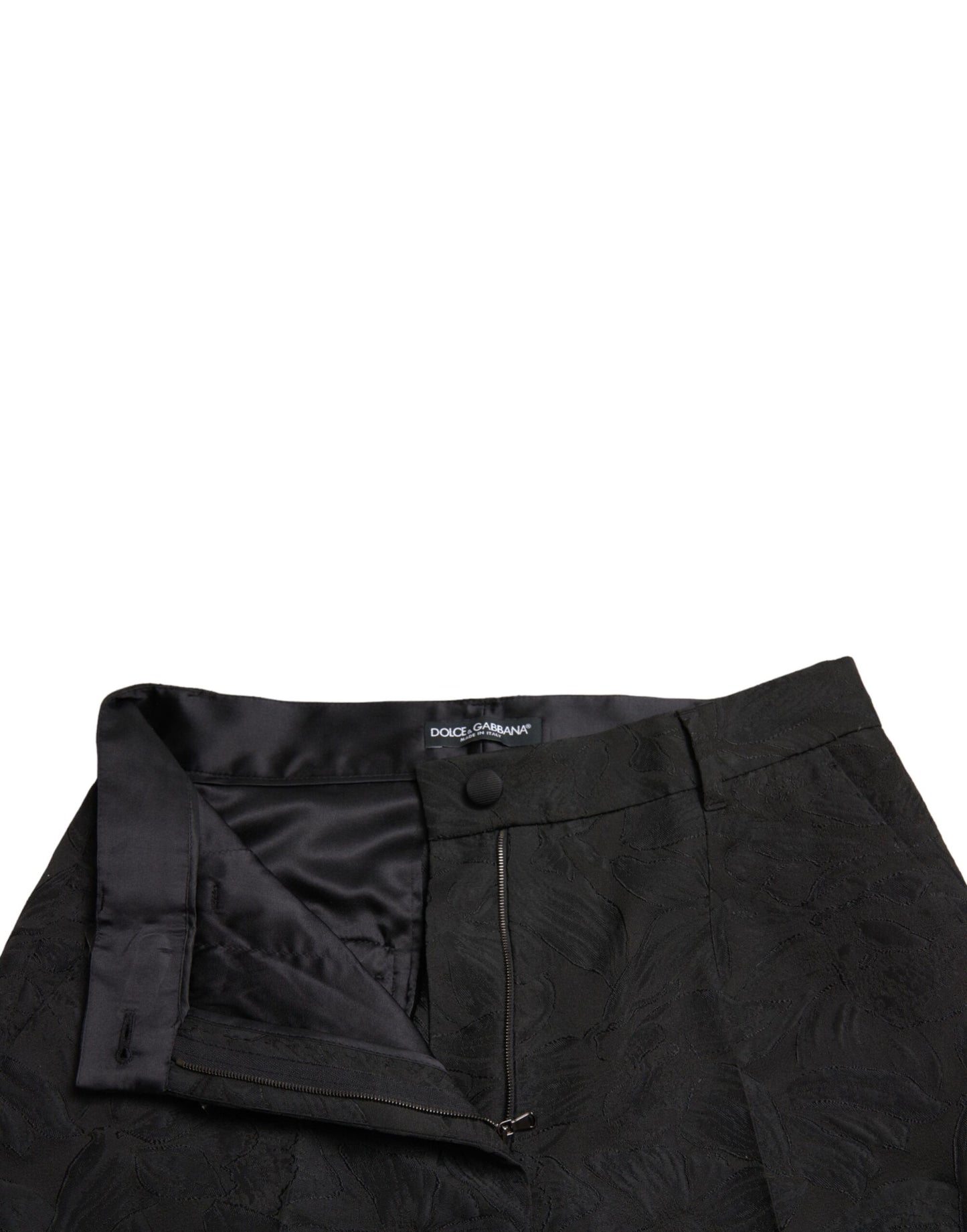 Pantalon fuselé taille haute en polyester noir Dolce &amp; Gabbana