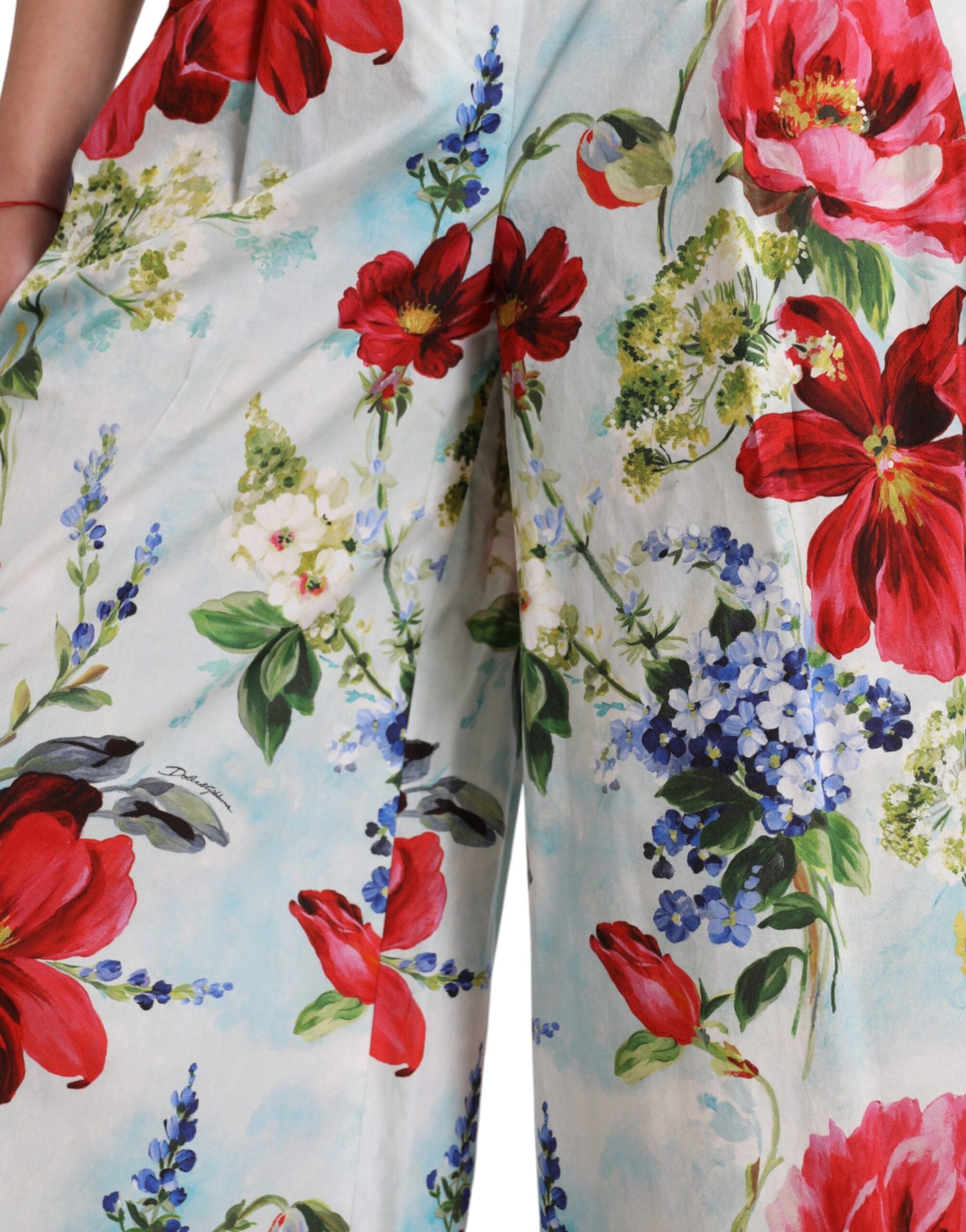 Pantalon large taille haute à fleurs multicolores Dolce &amp; Gabbana
