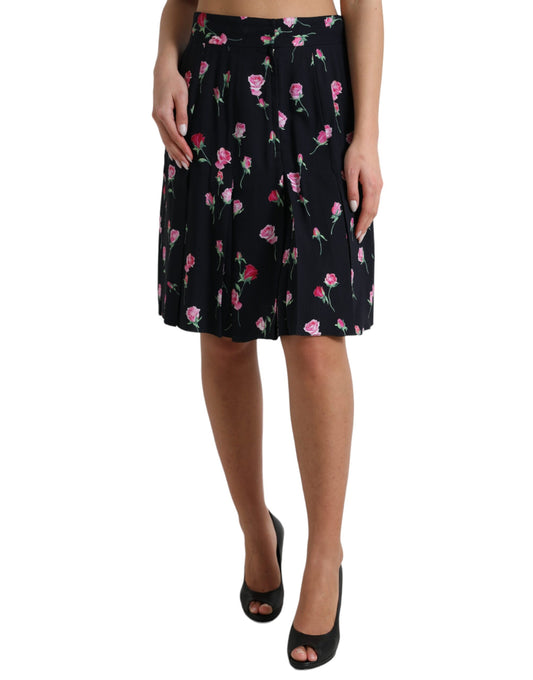 Jupe trapèze taille haute longueur genou Dolce &amp; Gabbana Black Rose