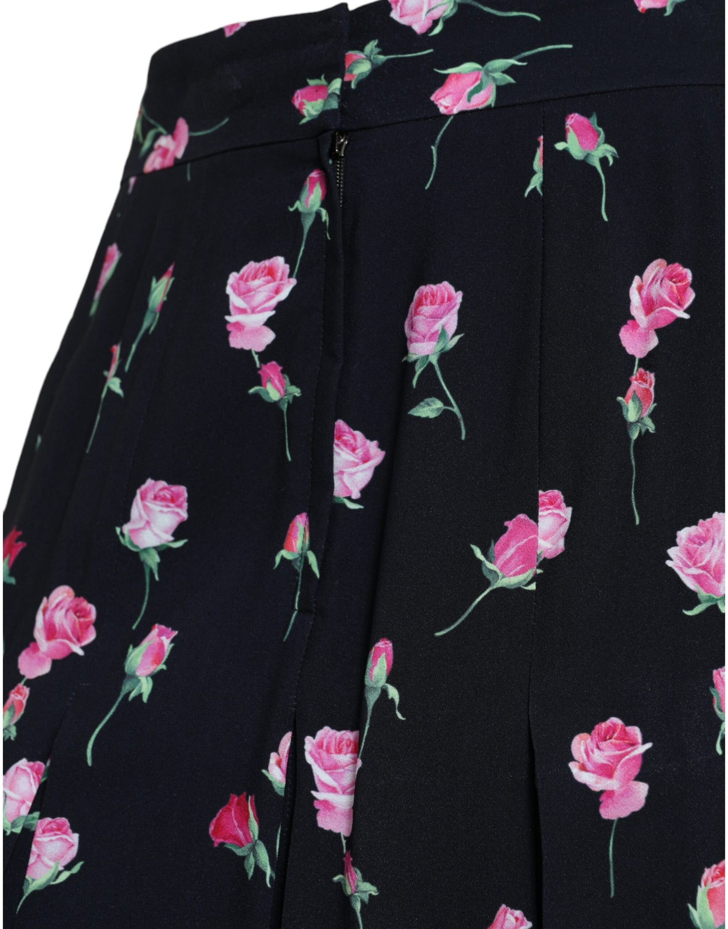 Jupe trapèze taille haute longueur genou Dolce &amp; Gabbana Black Rose