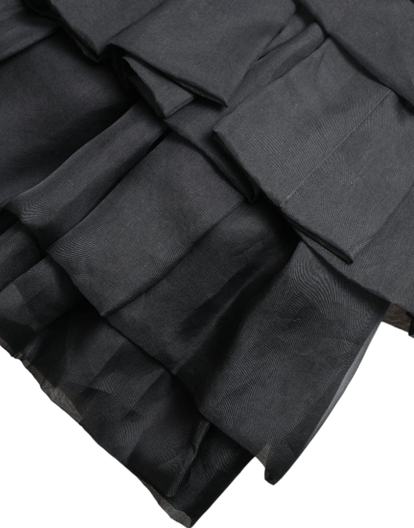 Mini-jupe taille haute en soie noire à volants Dolce &amp; Gabbana