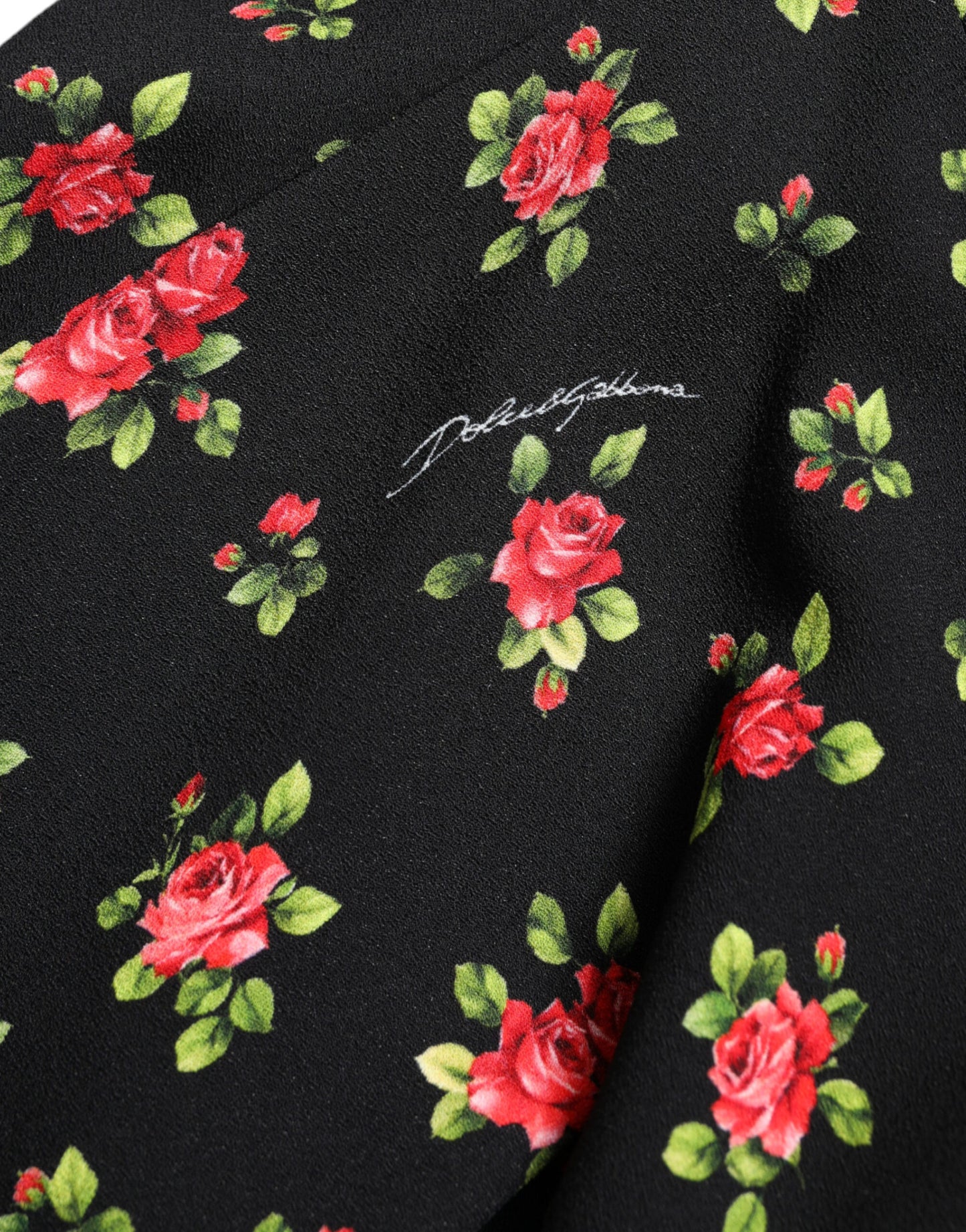 Mini-jupe trapèze taille haute à imprimé roses noires Dolce &amp; Gabbana