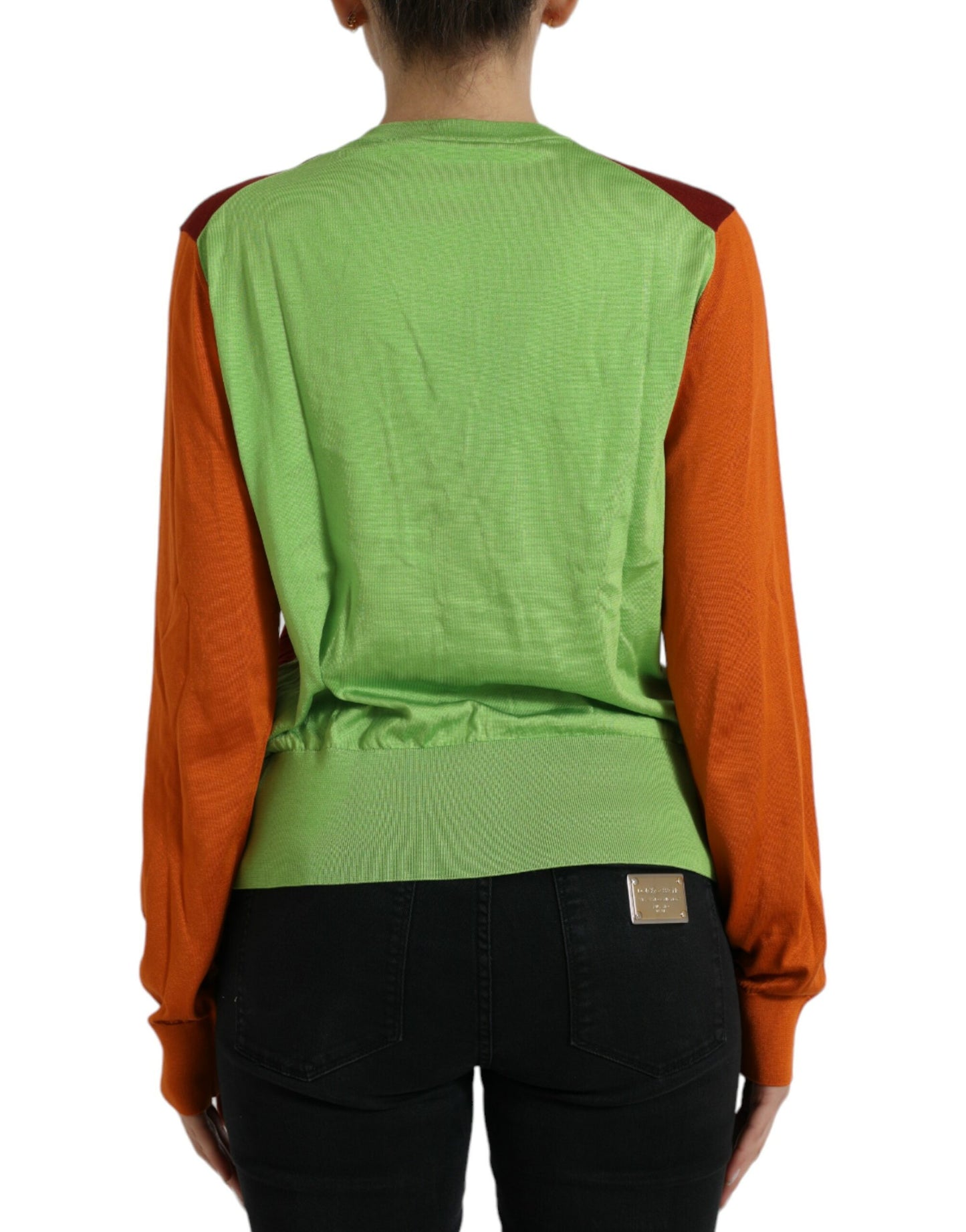 Dolce &amp; Gabbana Cardigan multicolore Pull ras du cou en soie color block