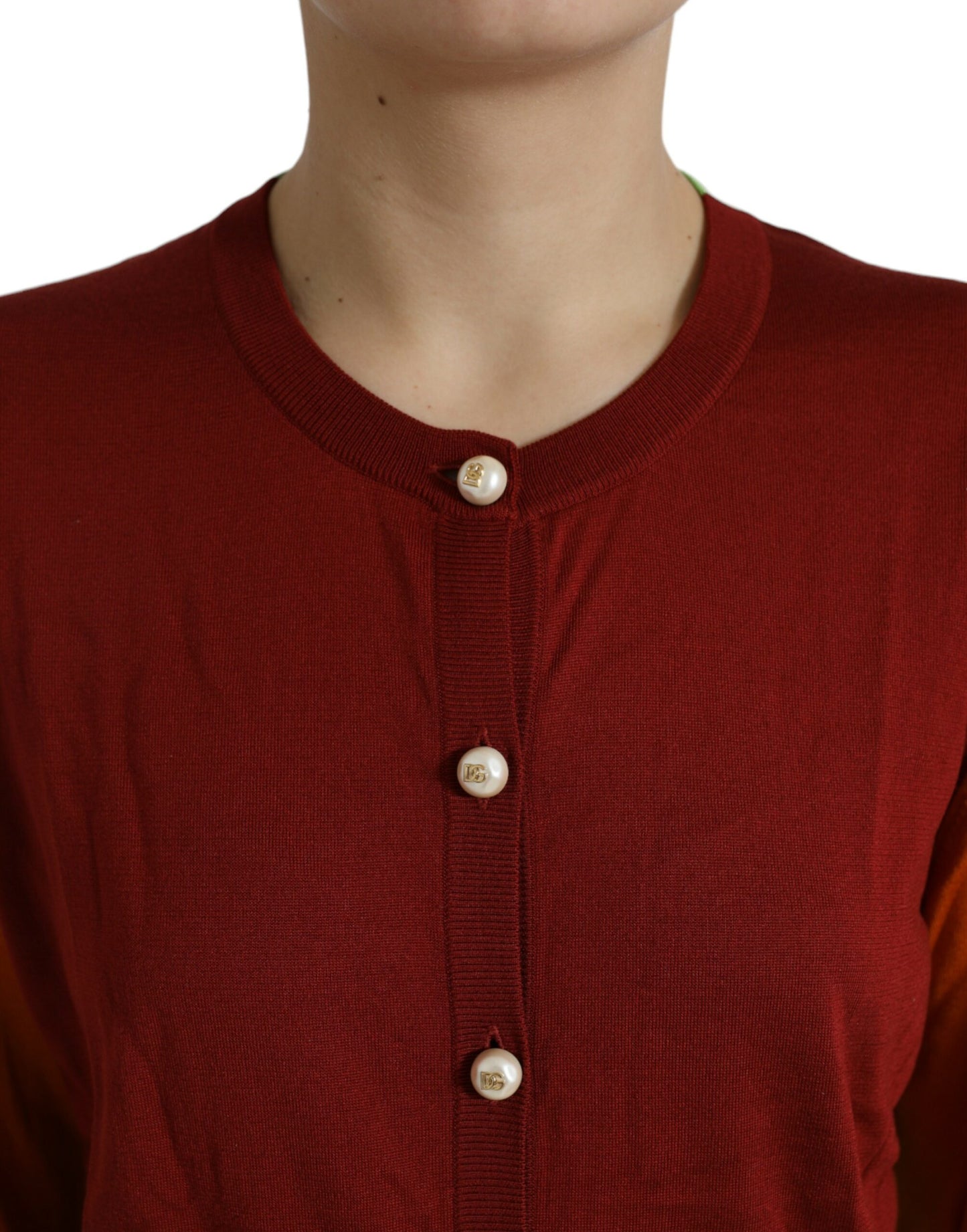 Dolce &amp; Gabbana Cardigan multicolore Pull ras du cou en soie color block