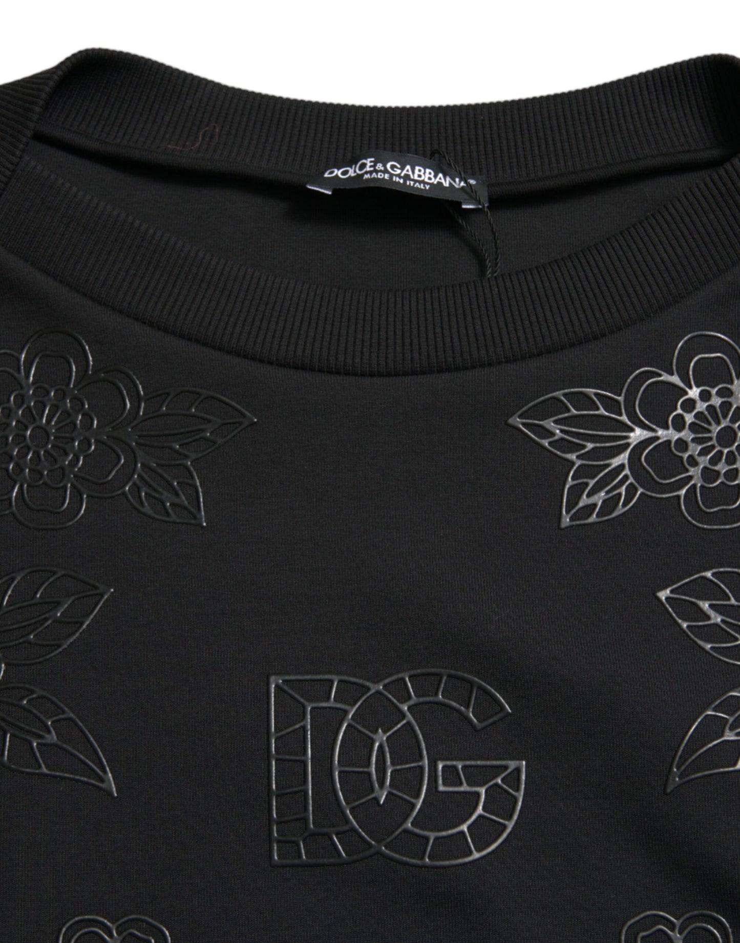 Pull noir Dolce &amp; Gabbana avec logo floral appliqué
