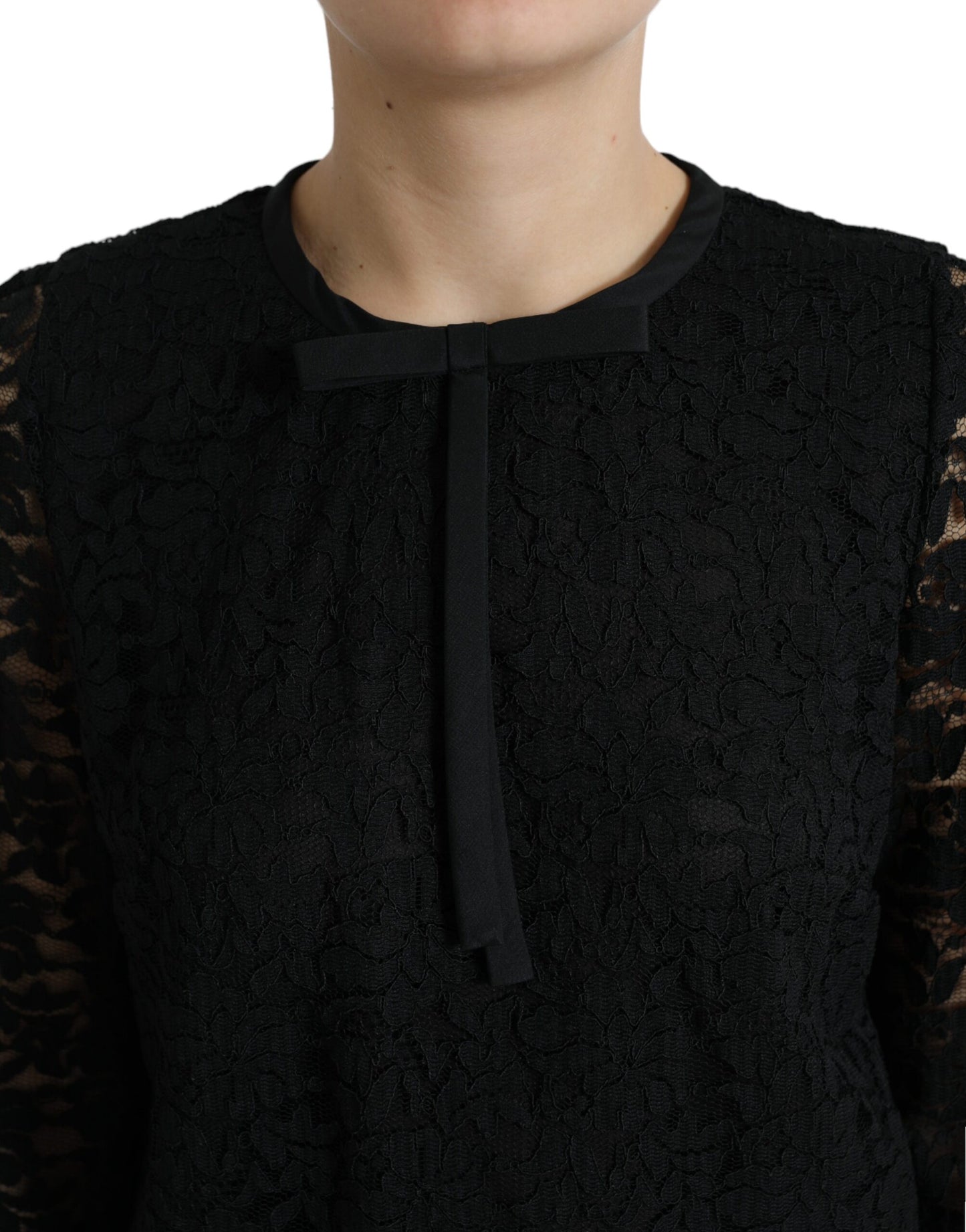 Chemisier noir STAFF Dolce &amp; Gabbana en dentelle florale et nylon