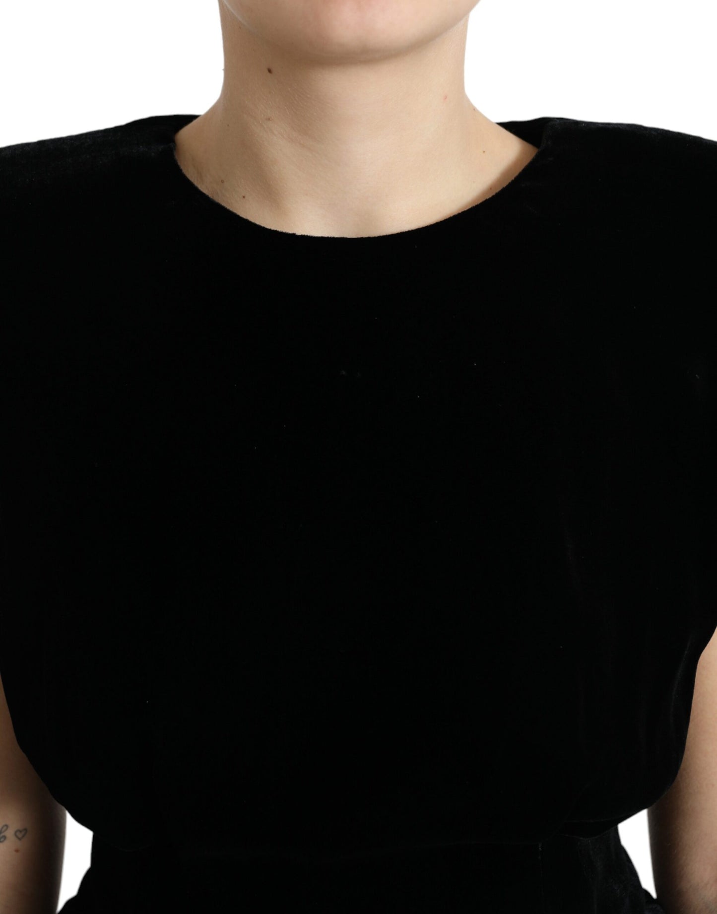 Chemisier ajusté en velours noir à épaules rembourrées Dolce &amp; Gabbana