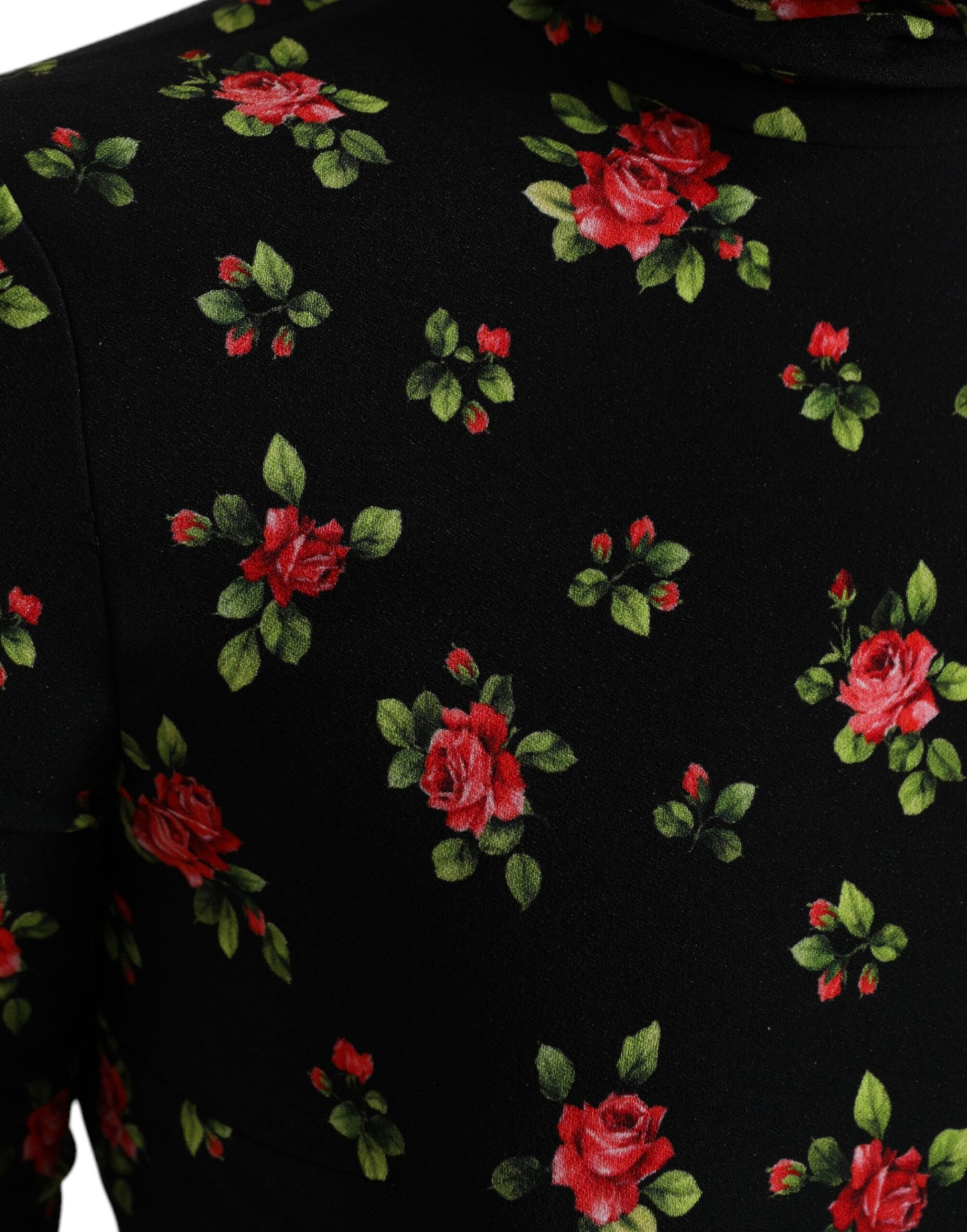 Chemisier à col roulé imprimé roses noires Dolce &amp; Gabbana