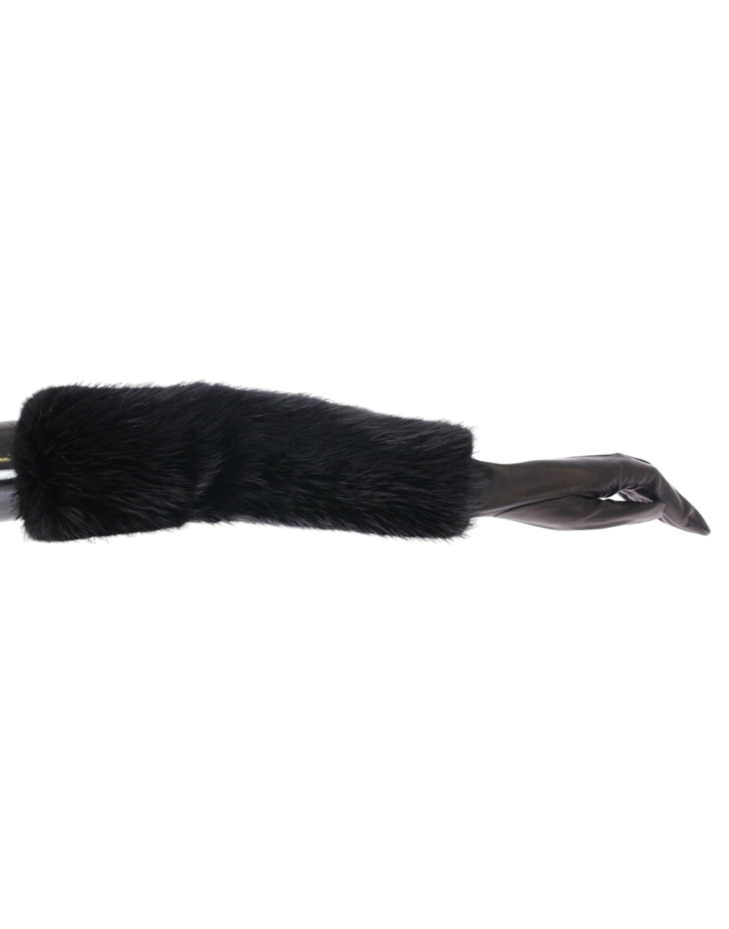 Gants de coude en cuir d'agneau et fourrure de castor noirs Dolce &amp; Gabbana