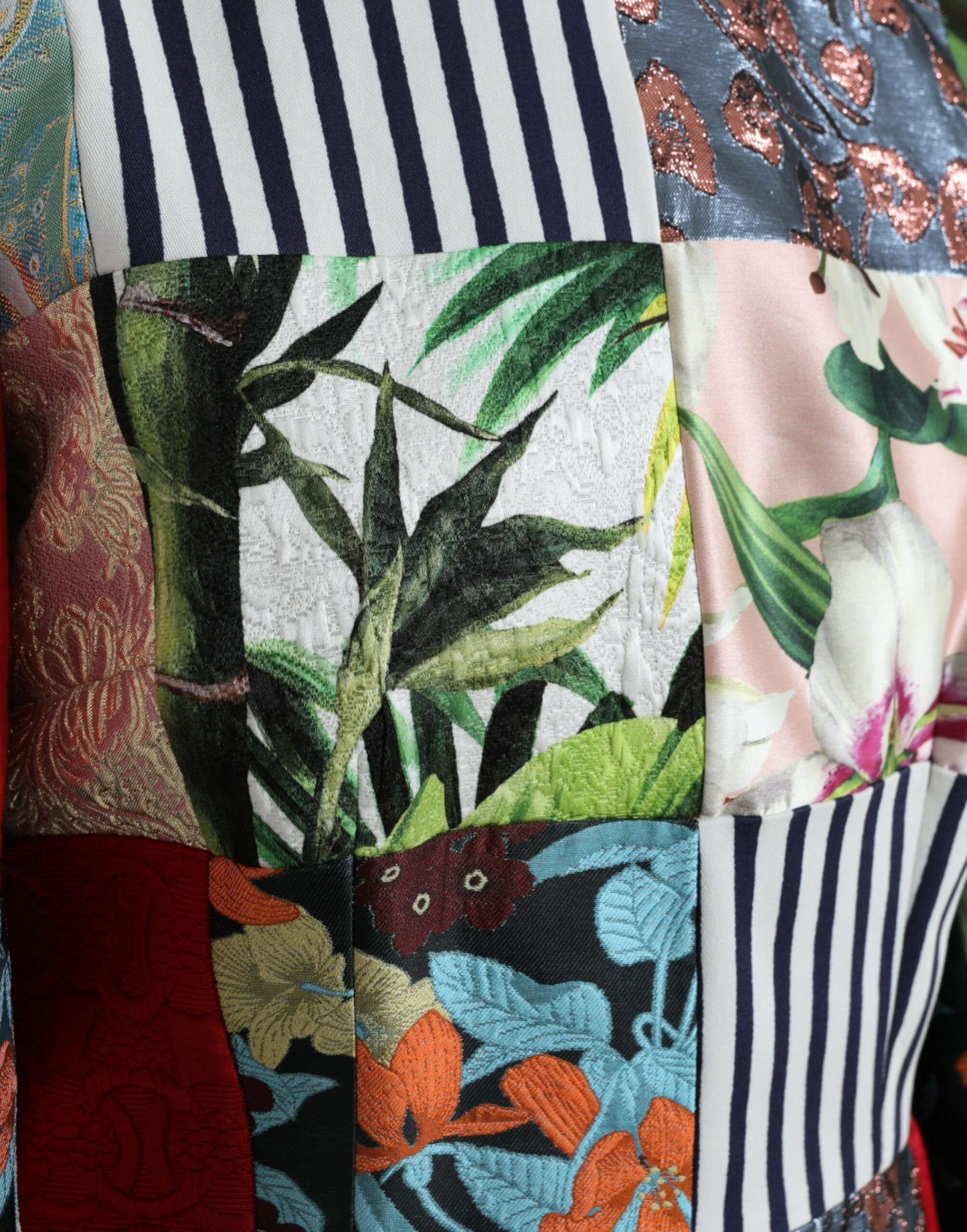 Robe courte droite à patchwork floral multicolore Dolce &amp; Gabbana