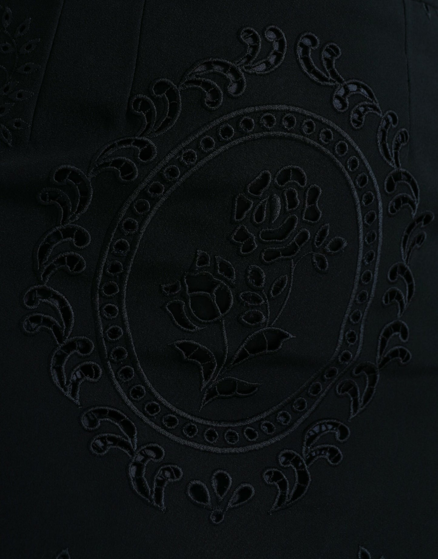 Robe mi-longue moulante en viscose et dentelle florale noire Dolce &amp; Gabbana
