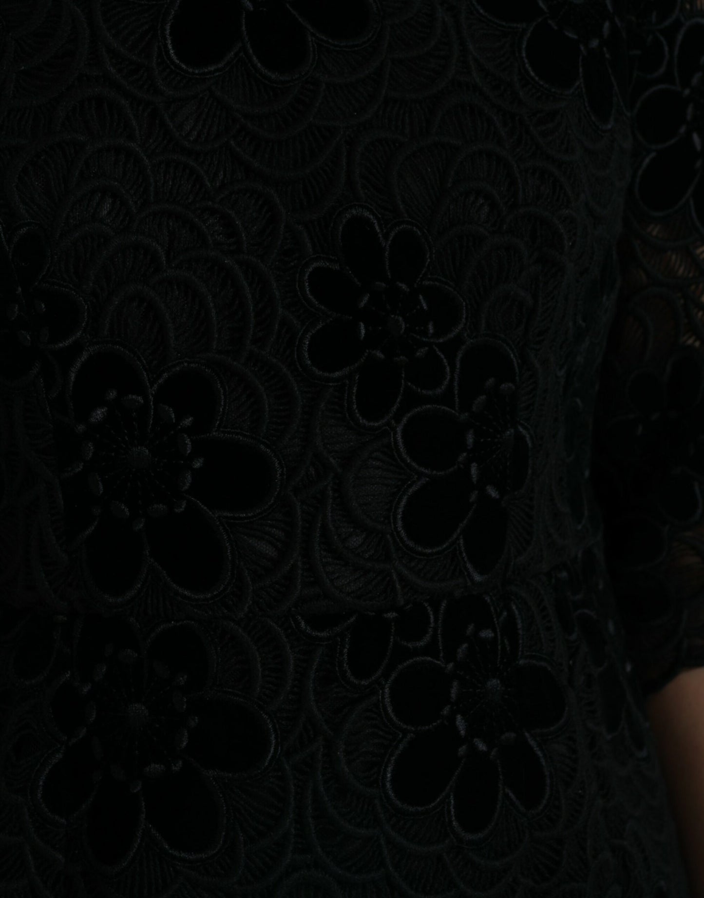 Robe moulante en coton et dentelle florale noire Dolce &amp; Gabbana