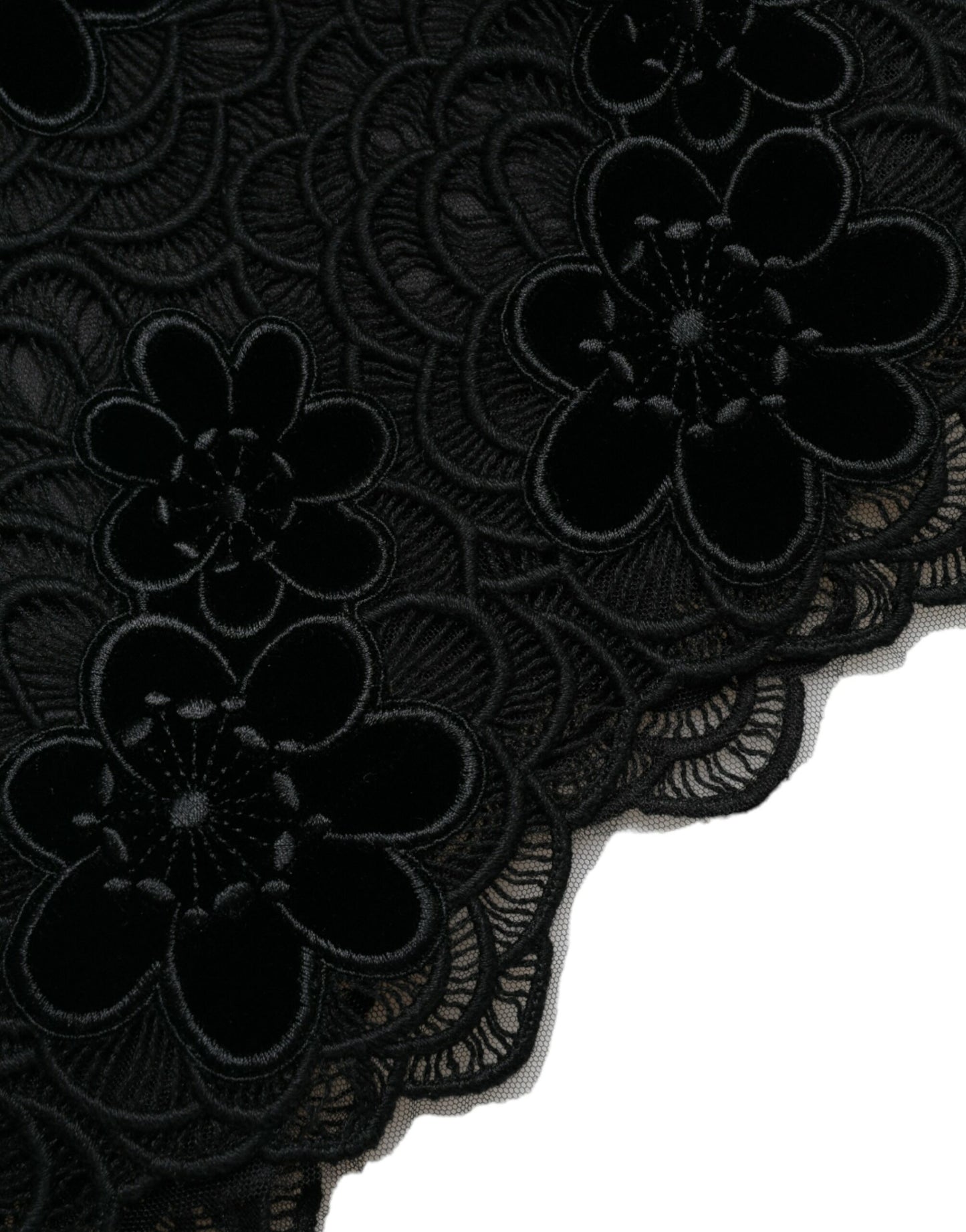 Robe moulante en coton et dentelle florale noire Dolce &amp; Gabbana