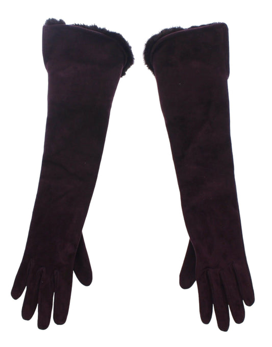 Gants Dolce &amp; Gabbana en fourrure de vison violet et cuir suédé de chèvre
