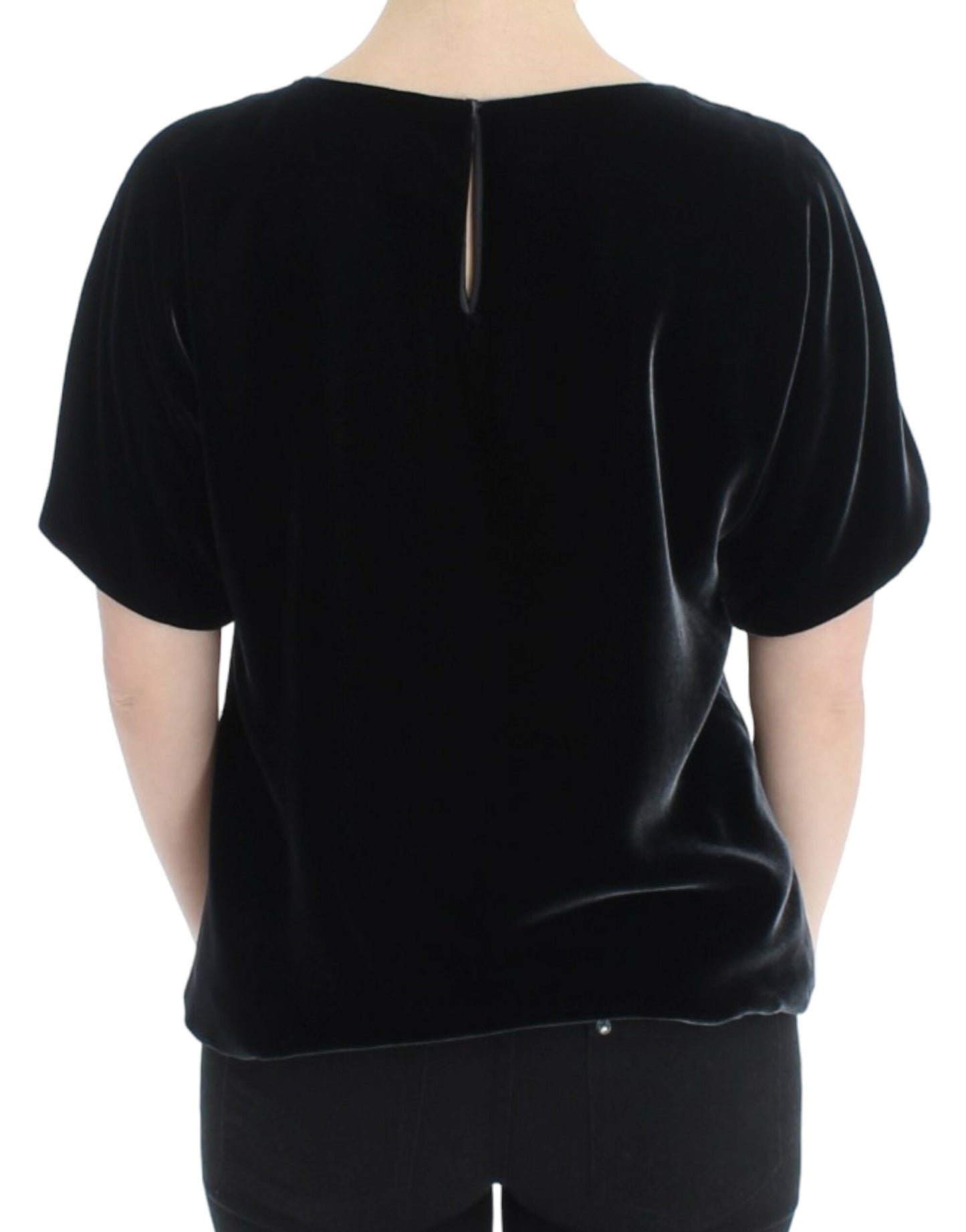 Dolce &amp; Gabbana Chemisier à manches courtes en velours noir
