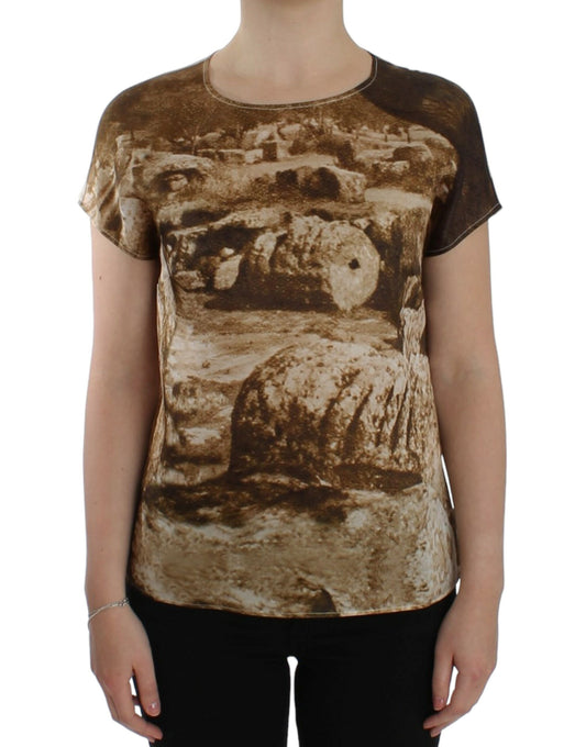 Chemisier en soie marron Taormina de Dolce &amp; Gabbana