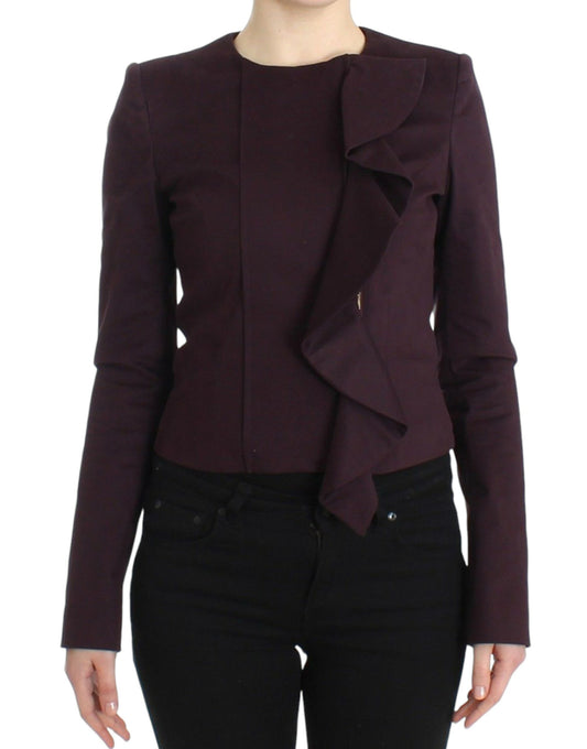 GF Ferre Lila gerüschte Jacke Mantel Blazer Kurz