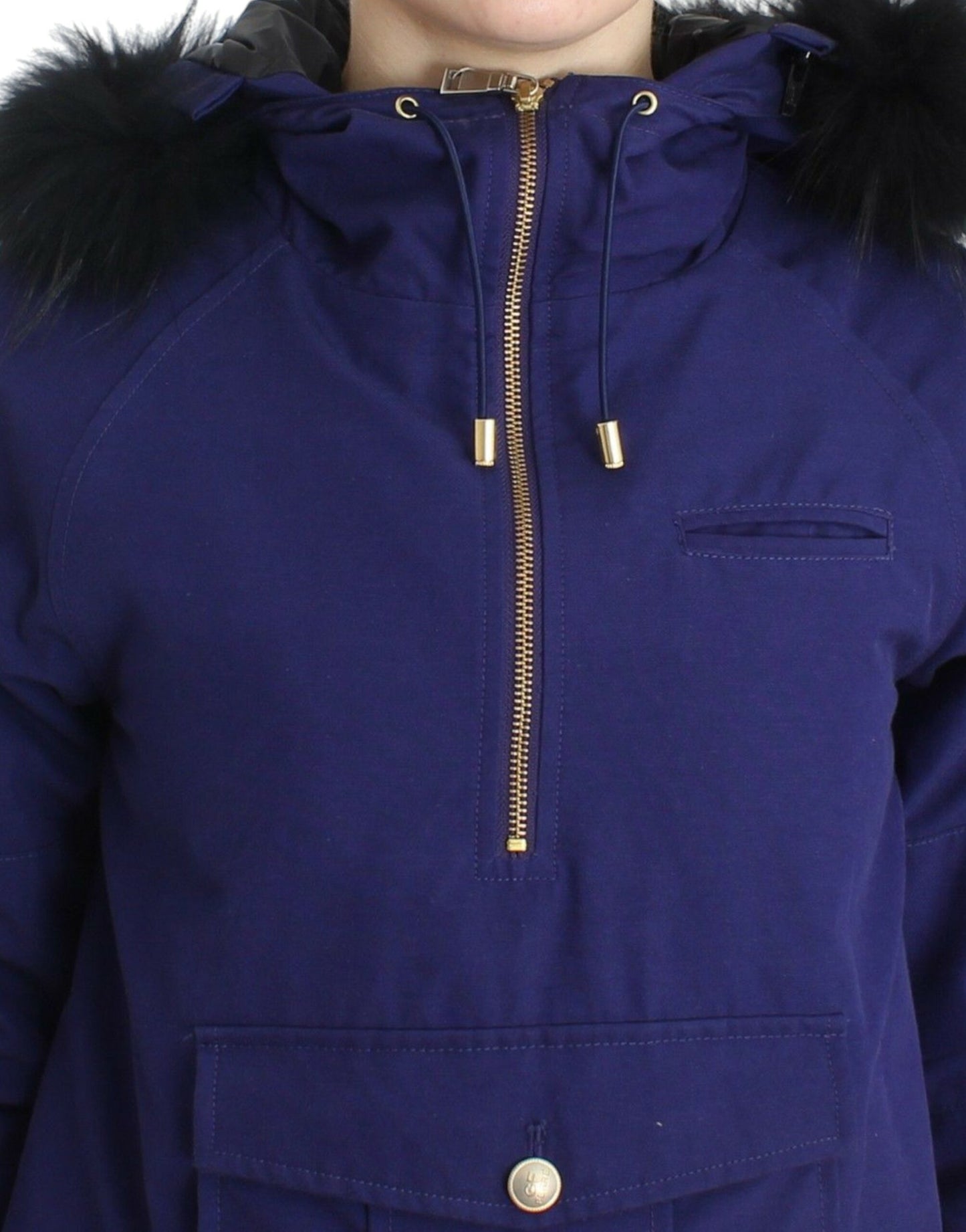 GF Ferre Blaue Wattierte Jacke mit Kapuze, kurz, K-Way