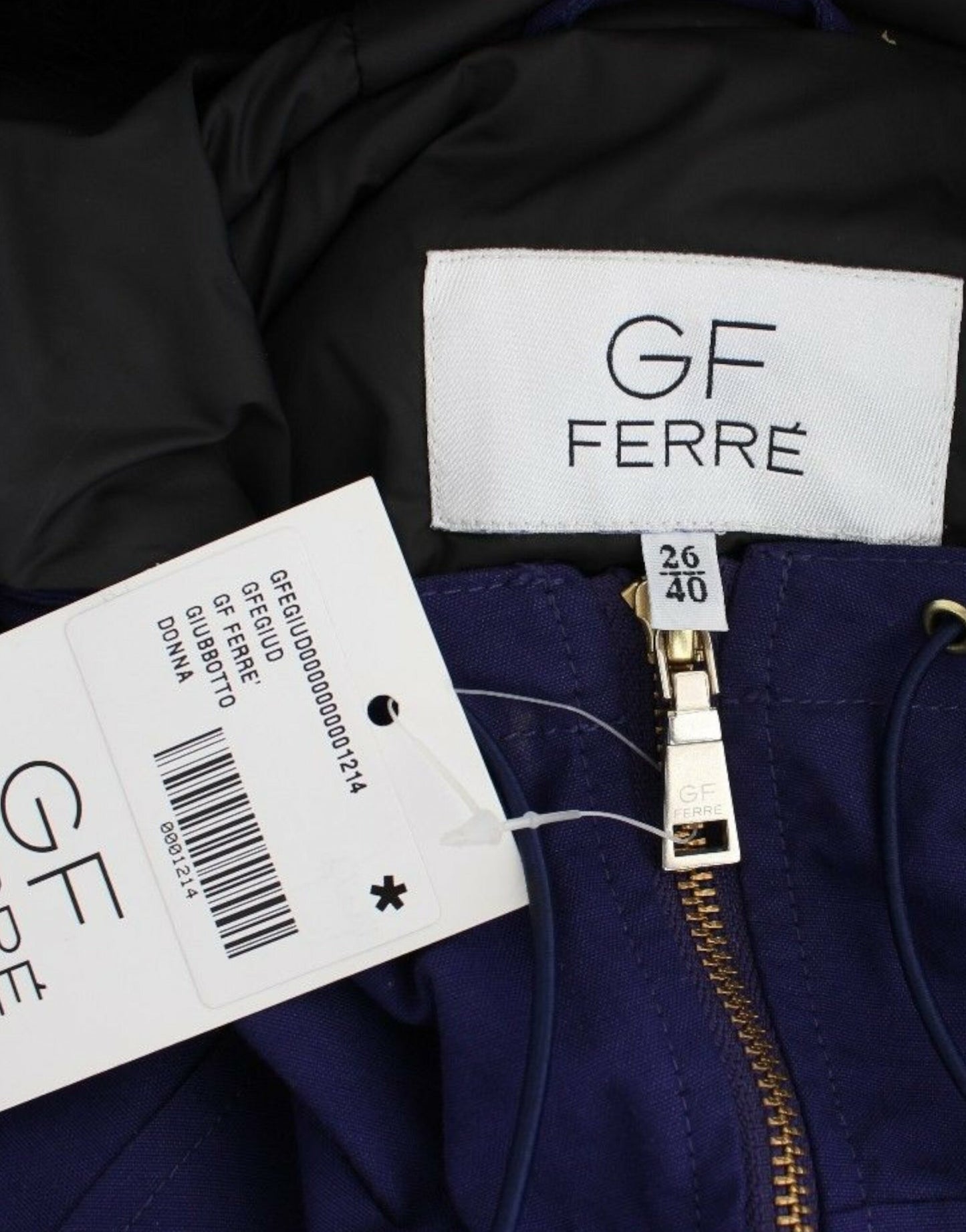 GF Ferre Blaue Wattierte Jacke mit Kapuze, kurz, K-Way