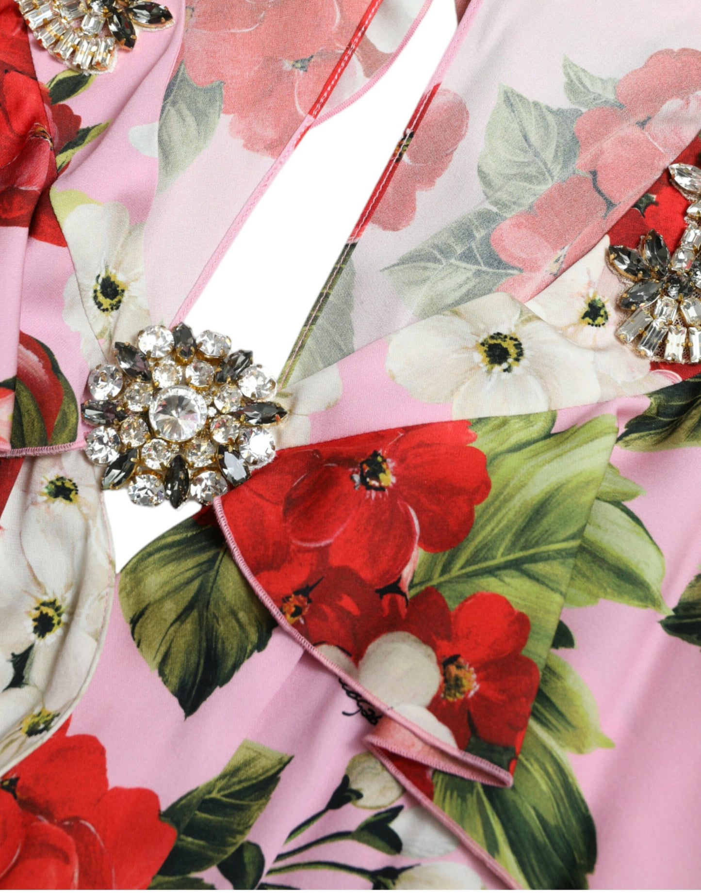 Robe trapèze à fleurs multicolores ornée de cristaux Dolce &amp; Gabbana