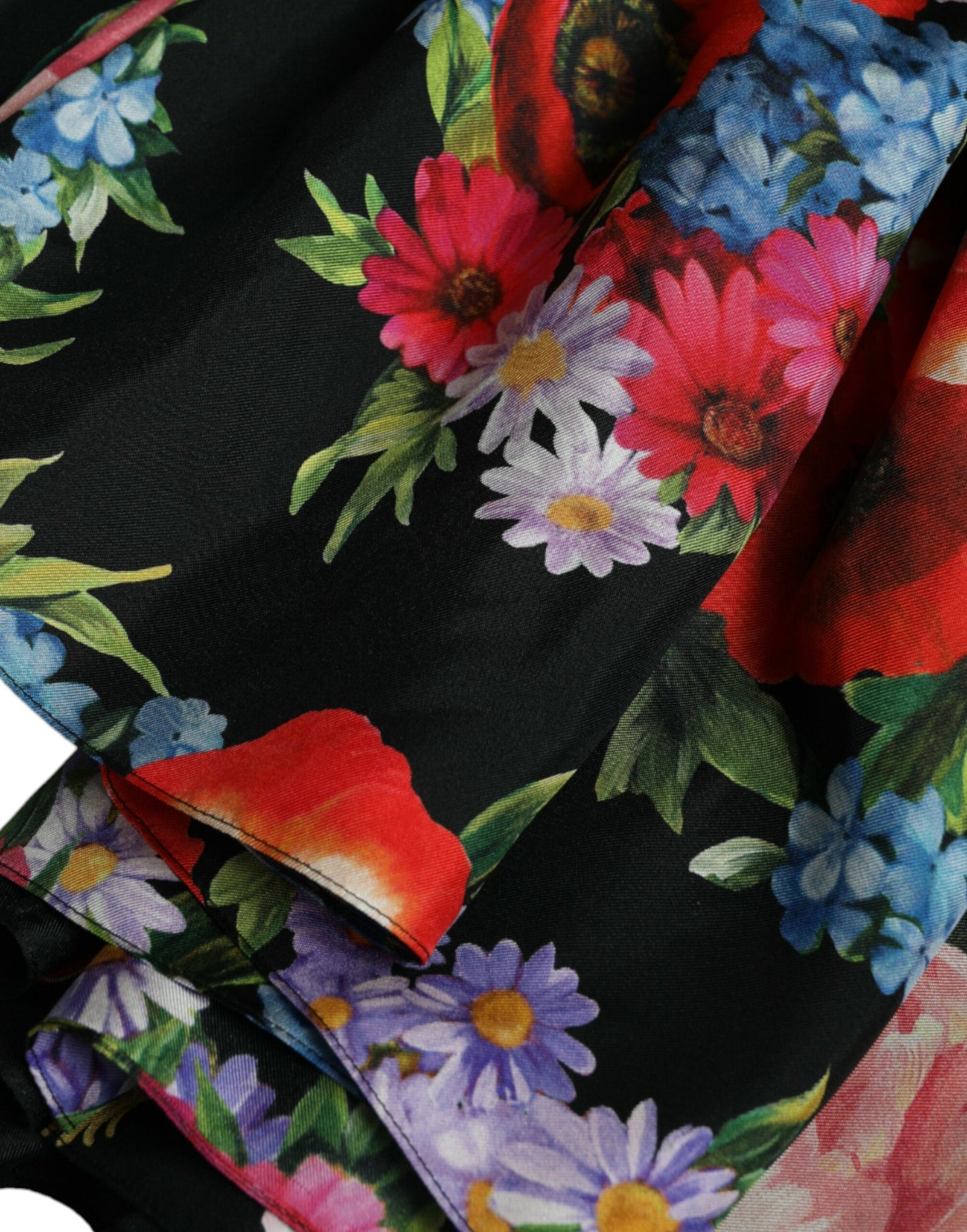 Robe longue en sergé de soie à imprimé floral multicolore Dolce &amp; Gabbana