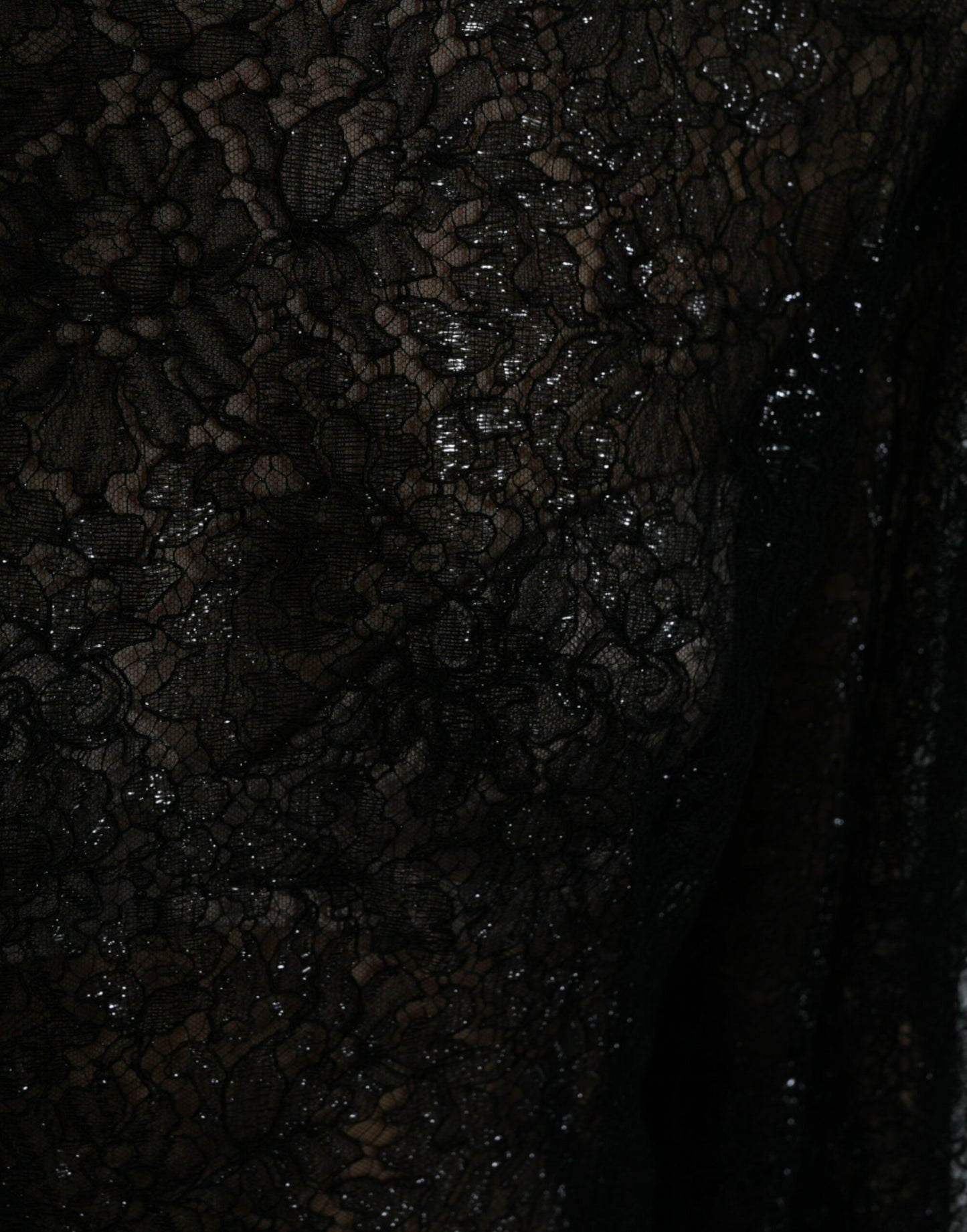 Robe mi-longue trapèze transparente en dentelle florale noire Dolce &amp; Gabbana