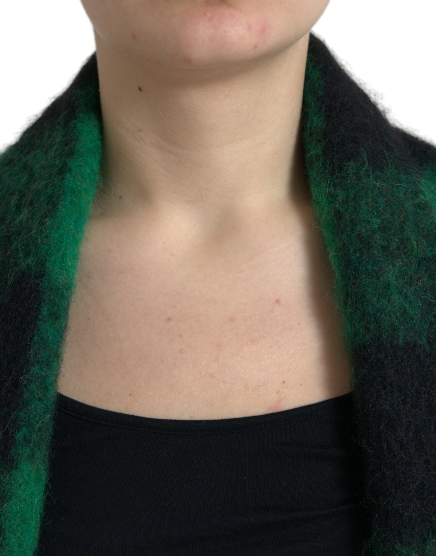 Dolce &amp; Gabbana Manteau poncho à carreaux de buffle noir et vert