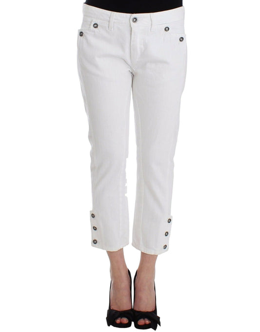 Ermanno Scervino Weiße verkürzte Jeans Denim Hose Marken Capri