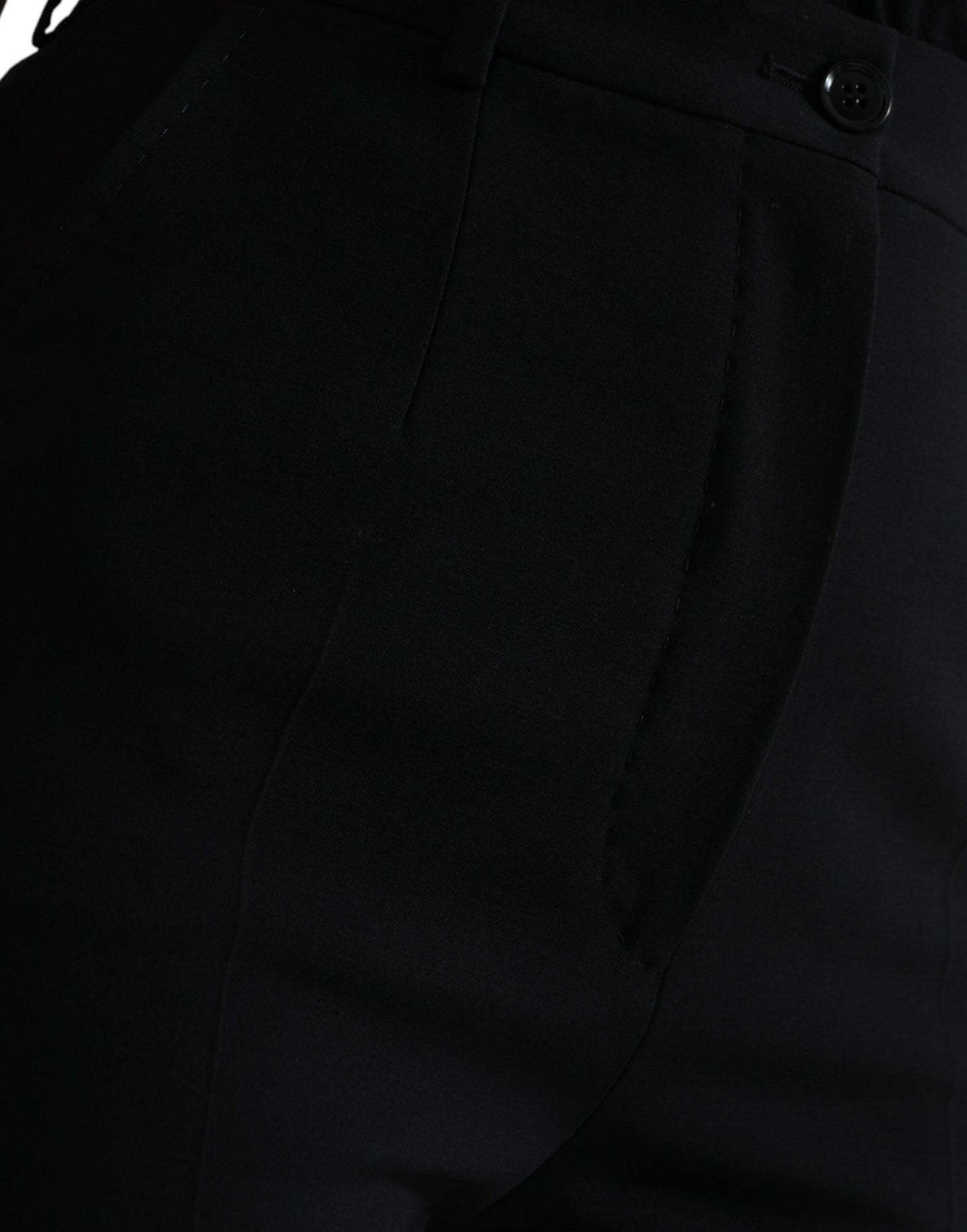Pantalon fuselé taille haute en laine noire Dolce &amp; Gabbana