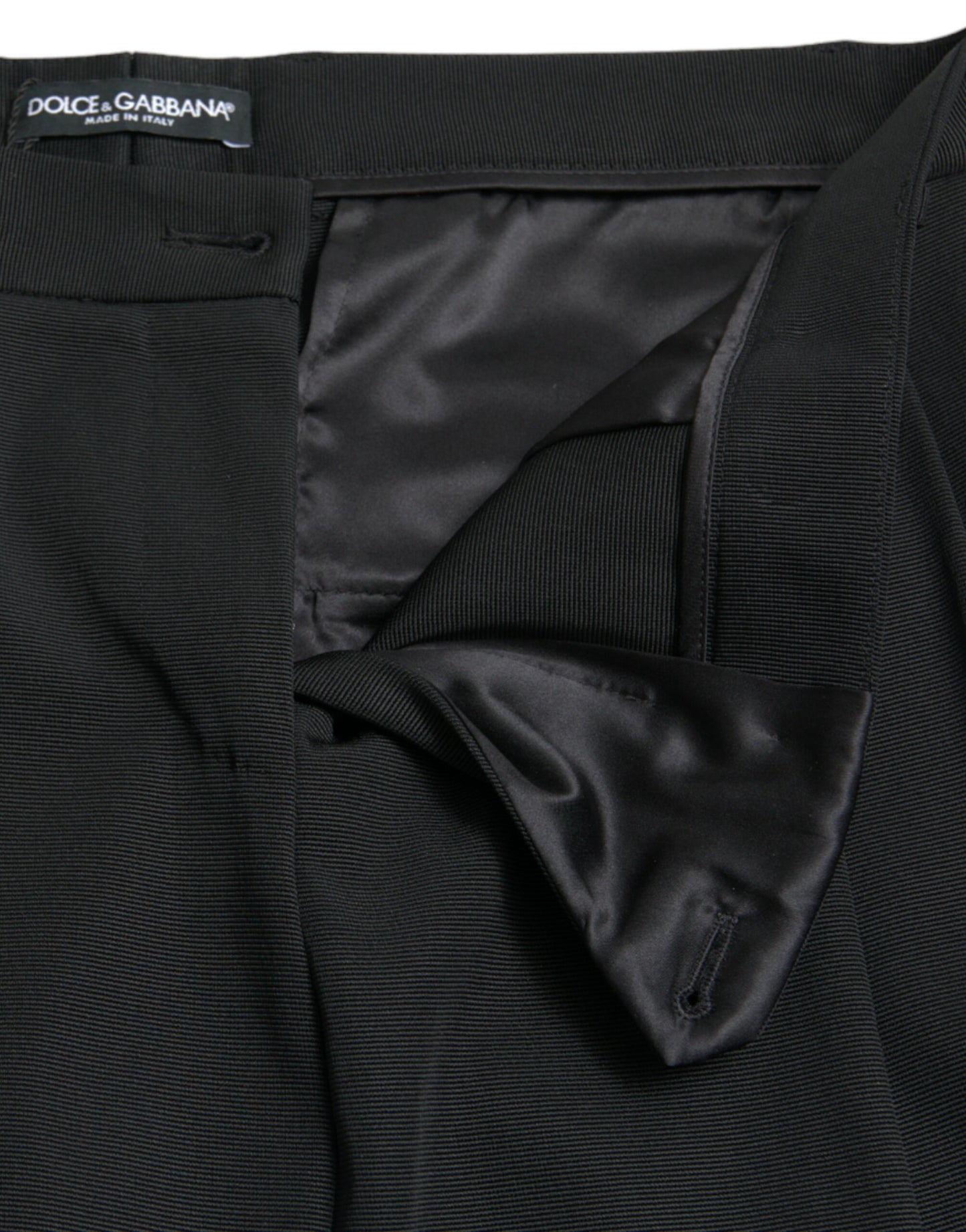 Pantalon fuselé court taille haute en laine noire Dolce &amp; Gabbana