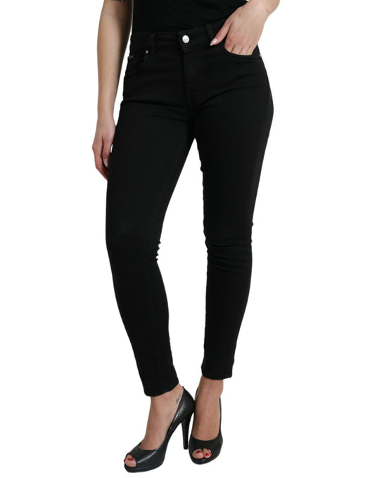 Jean skinny taille moyenne en coton noir Dolce &amp; Gabbana