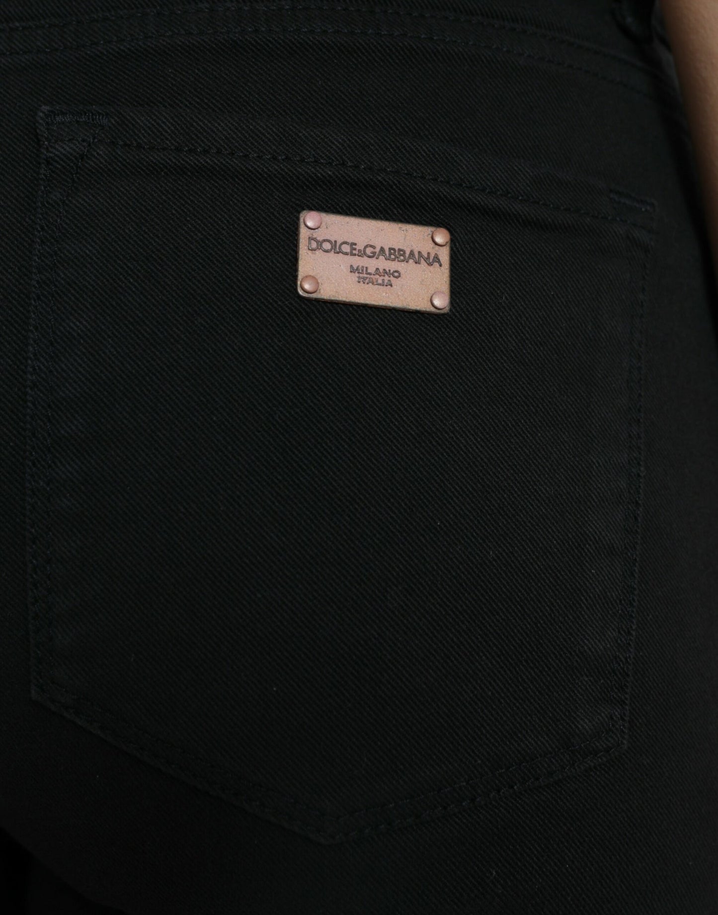 Jean skinny taille moyenne en coton noir Dolce &amp; Gabbana