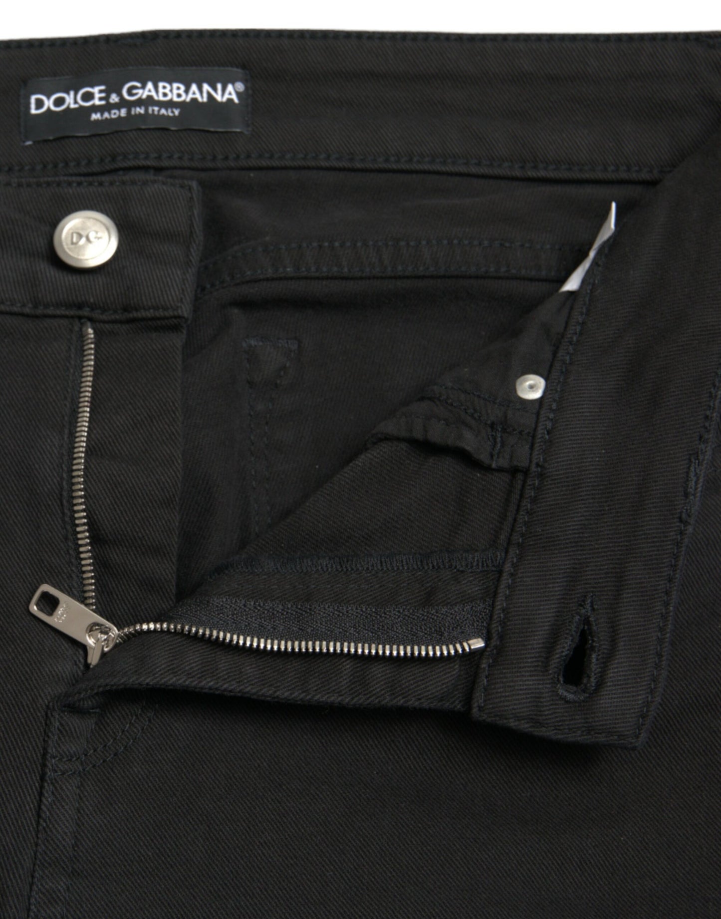 Jean skinny taille moyenne en coton noir Dolce &amp; Gabbana