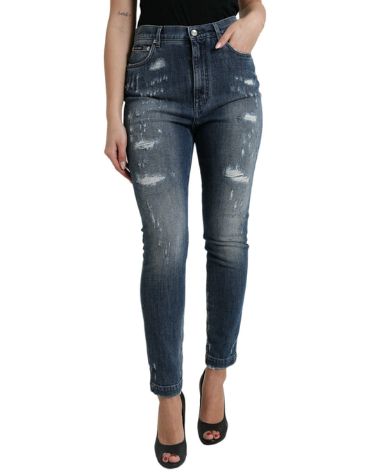 Jean skinny en denim bleu foncé vieilli GRACE de Dolce &amp; Gabbana