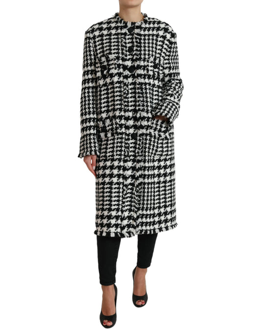 Trench-coat Dolce &amp; Gabbana noir et blanc à motif pied-de-poule